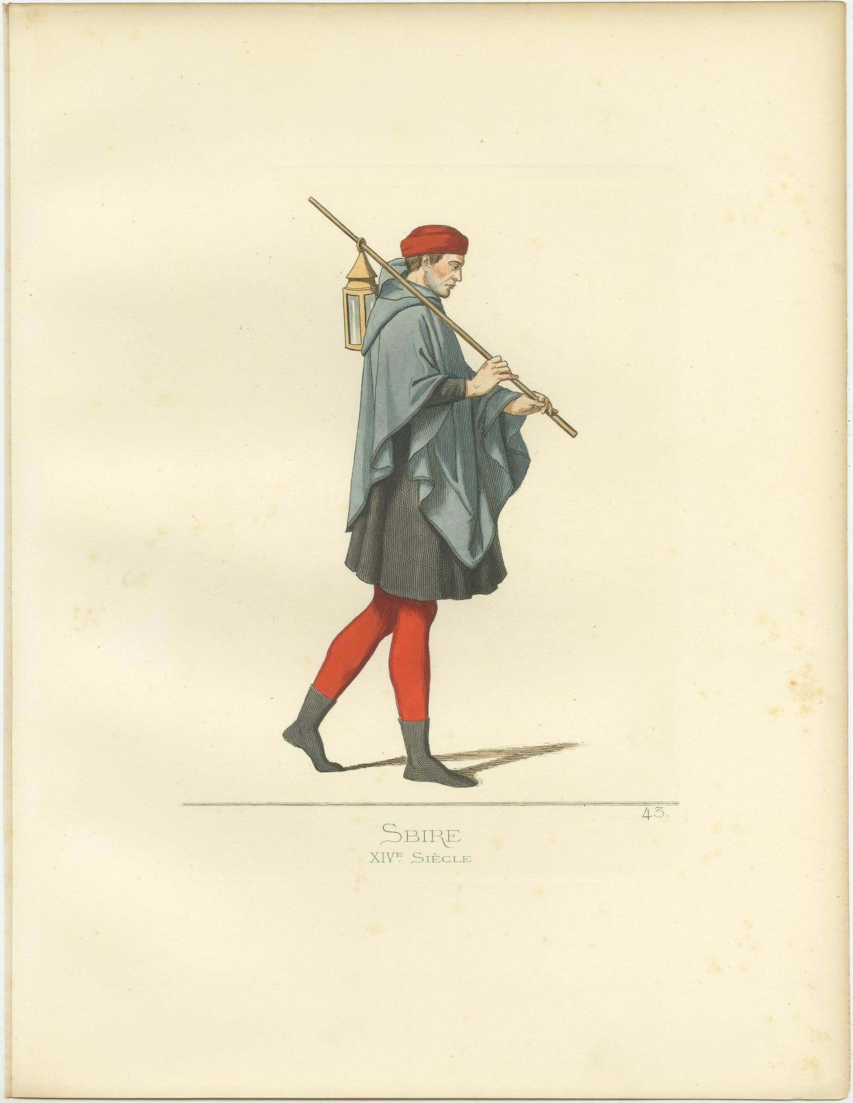Antique Print Of A 14th Century Sbirre, Italy, By Bonnard, 1860 photo for sale