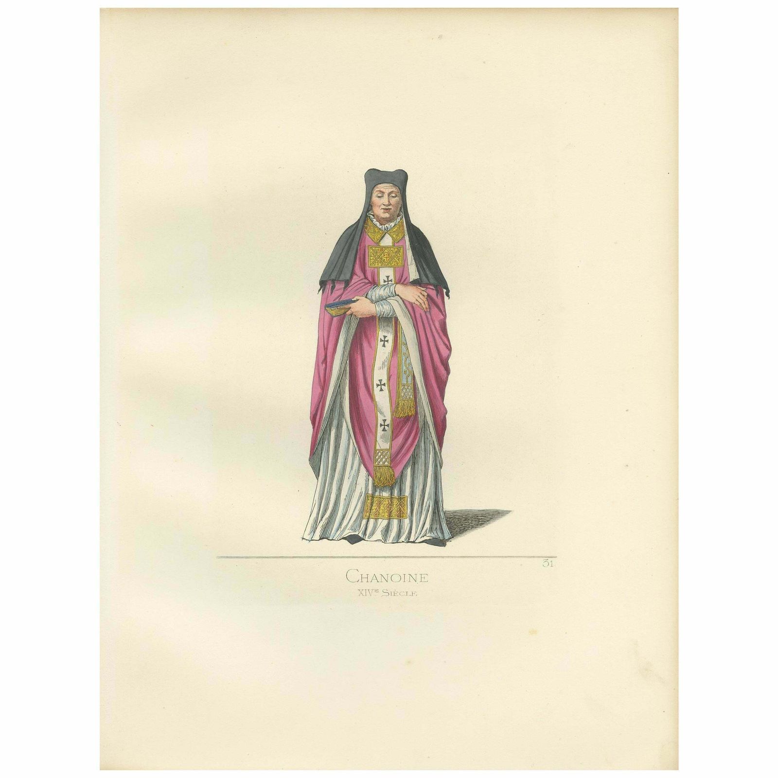 Antique Print Of A Canon Nun By Bonnard, '1860'