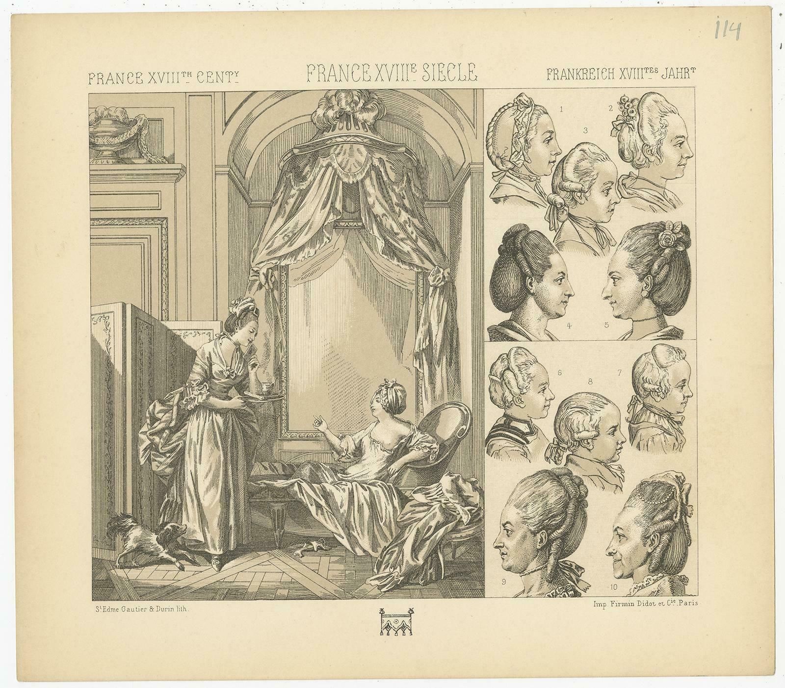 Pl 114 Antique Print Of French 18th Century Costumes By Racinet, 'Circa 1880' photo Art