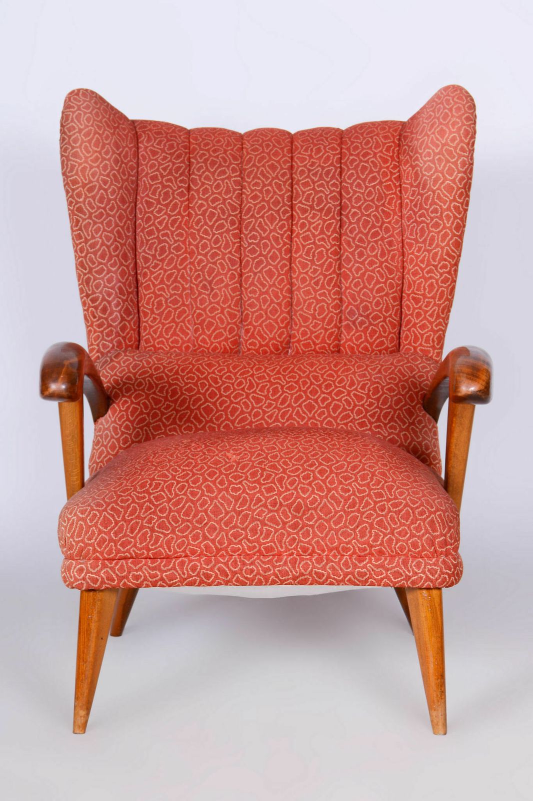 Restored Art Deco Wingchair, By Jan Vaněk, Beech, Czech, 1930s photo furniture