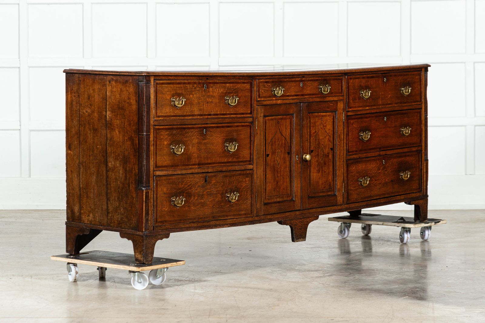Large English George III Oak Inlaid Dresser Base photo furniture