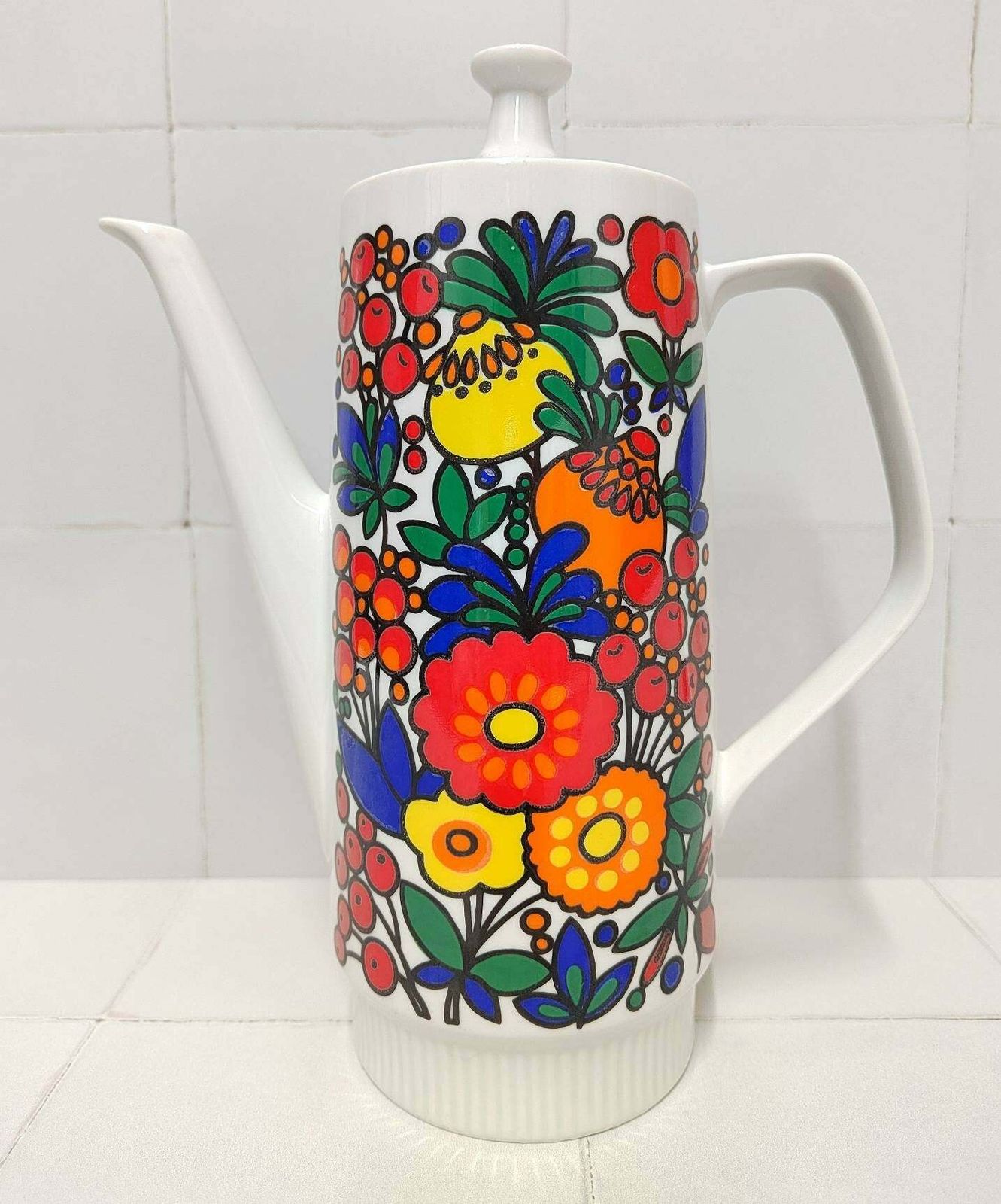 Vintage Flower Power Coffee Pot By Colditz Porcelain Of East Germany