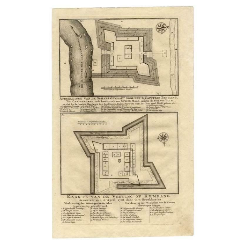 Antique Map Of The Fortress Of Captain E. Bintang By Valentijn, 1726