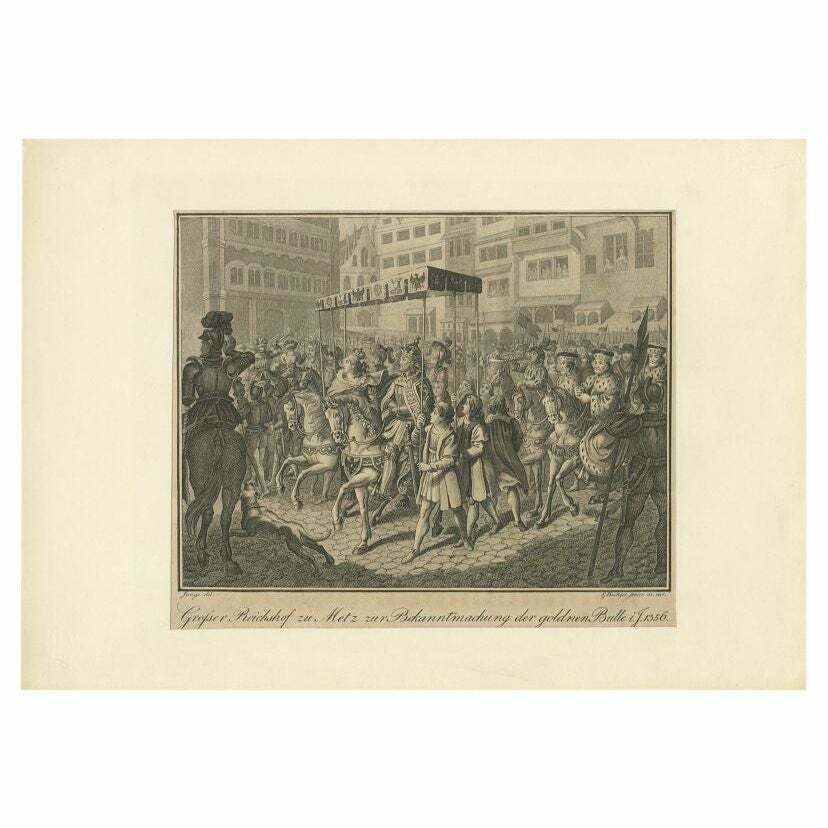 Antique Print Of The Issue Of The Golden Bull Of 1356 By Böttger, C.1820