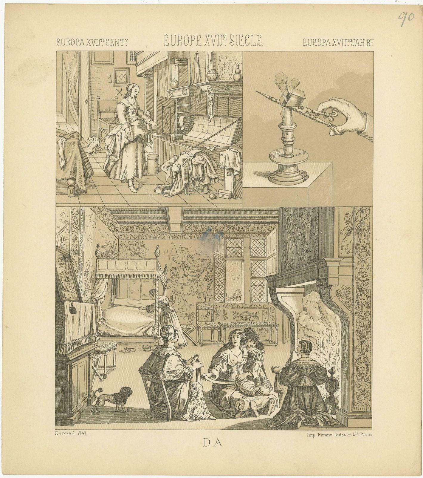 Pl. 90 Antique Print Of European Xviith Century Scenes By Racinet, Circa 1880 photo Art