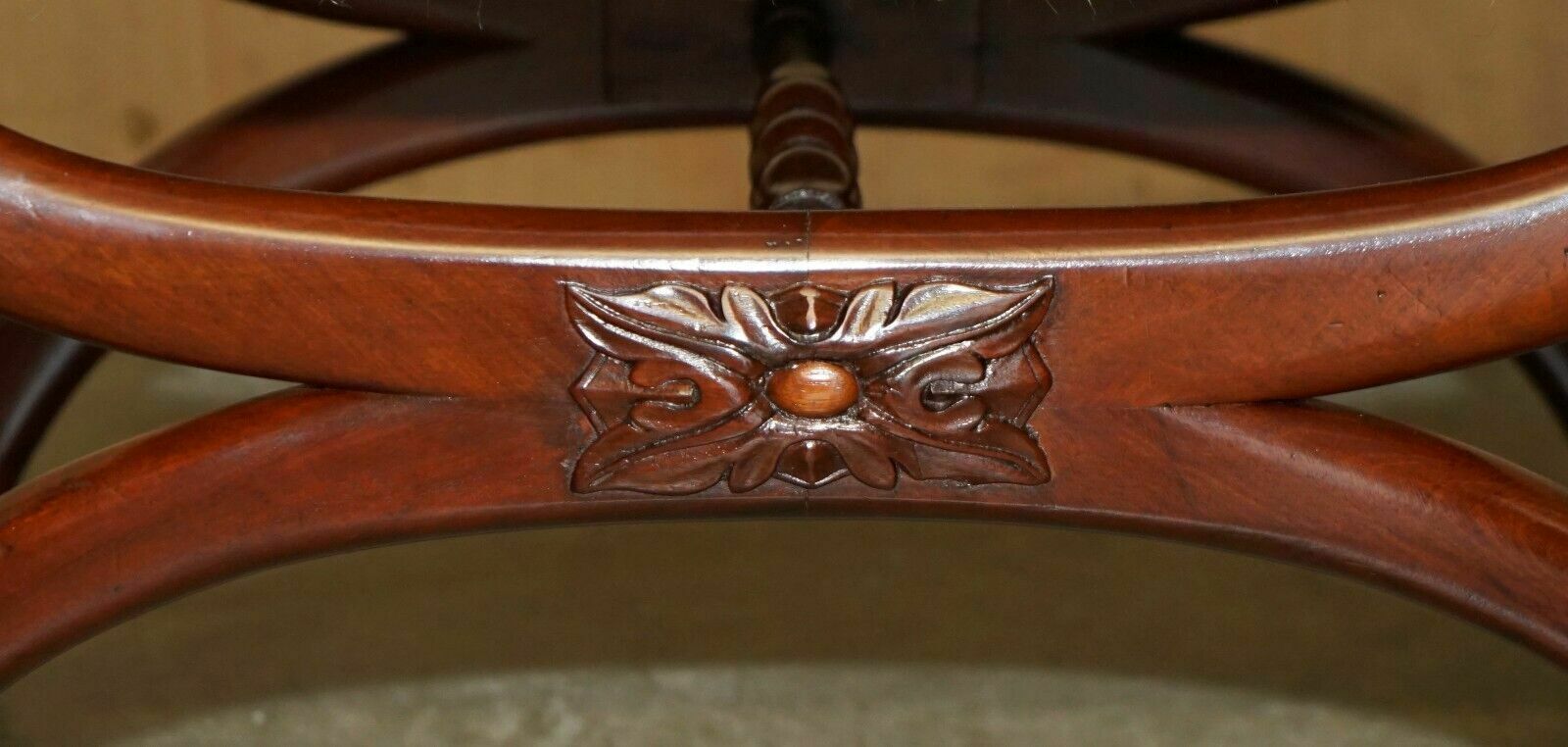 Pair Of Antique Brown Leather Chesterfield Tufted Regency Framed Footstools photo Furniture