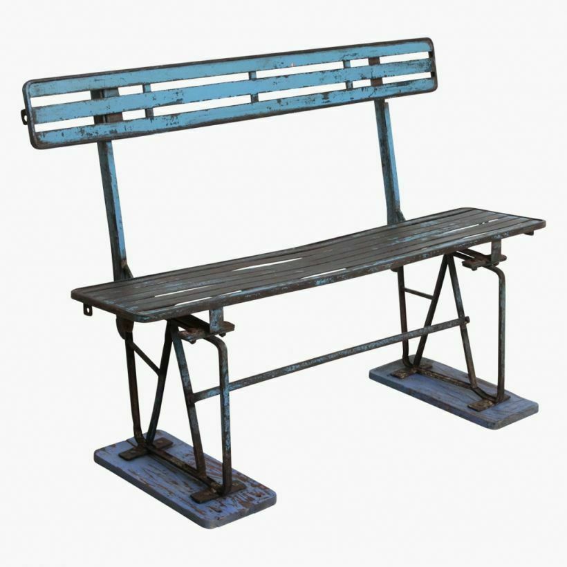 Antique Blue Train Station Bench