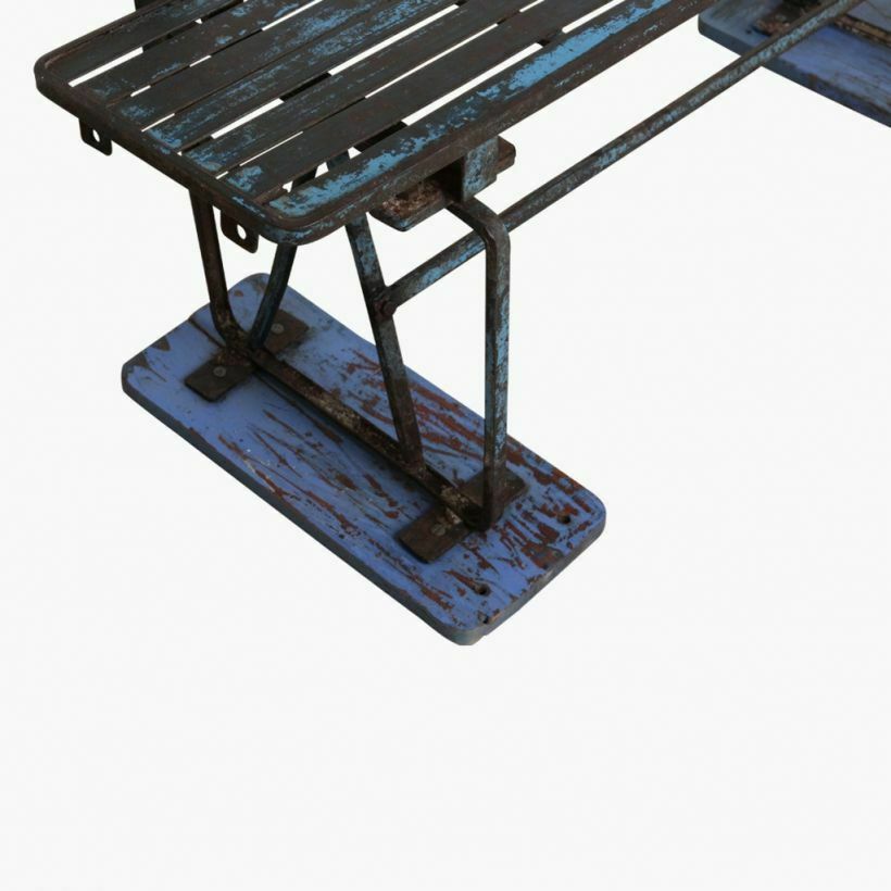 Antique Blue Train Station Bench photo Garden Furniture