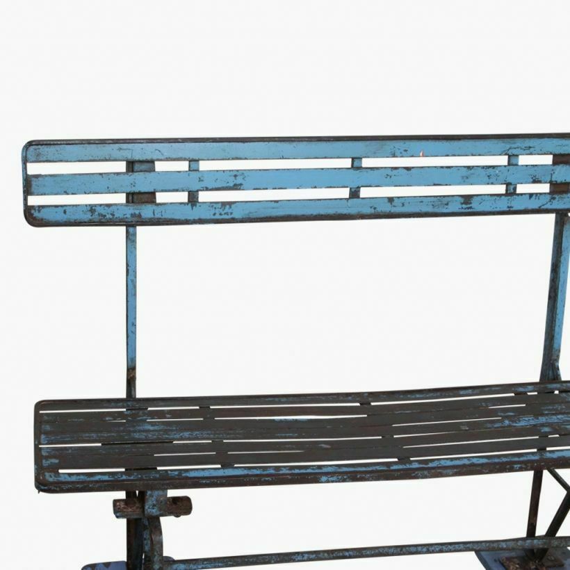Antique Blue Train Station Bench photo 780.0