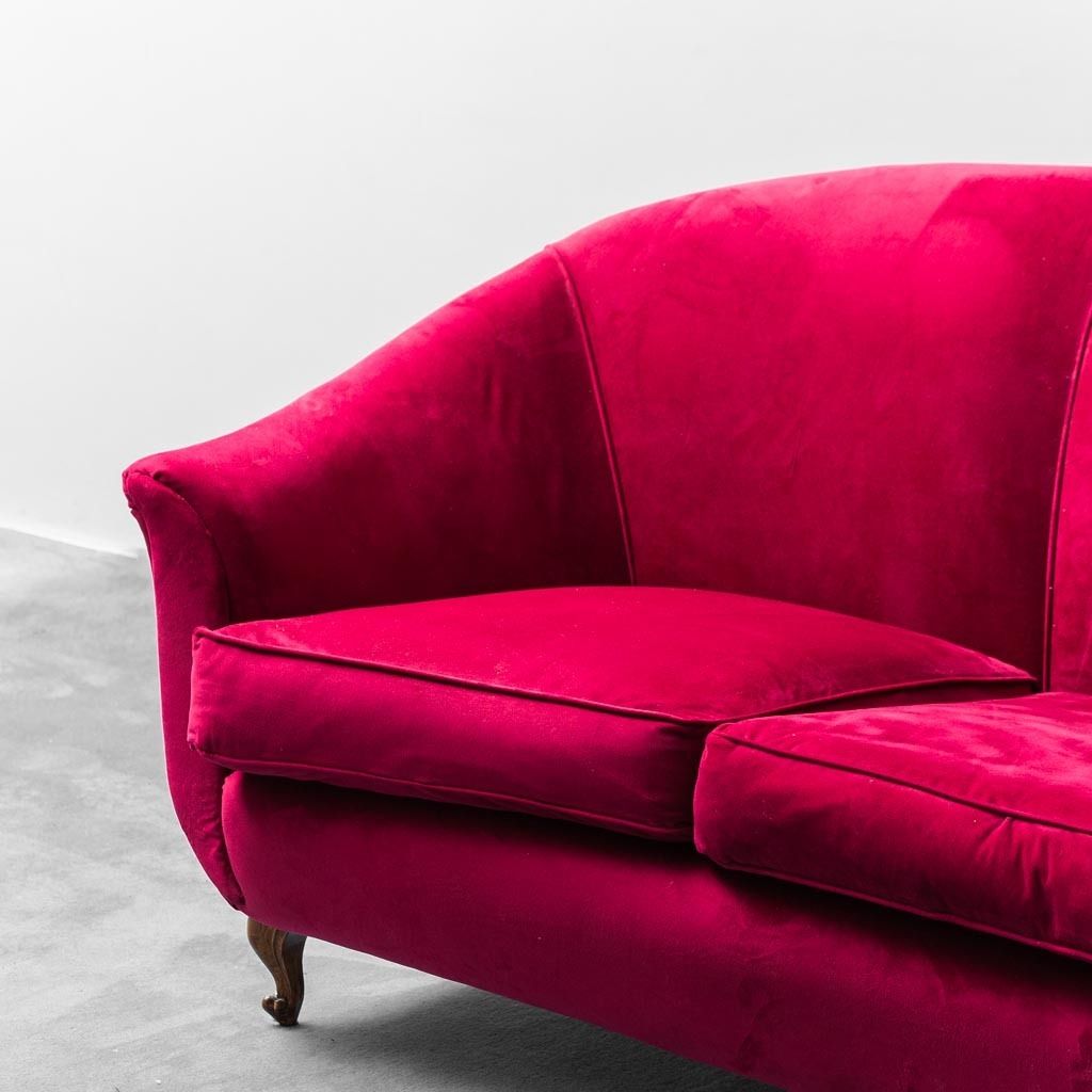 3 Seater Red Velvet Sofa From The 1950s, Modern Vintage photo Furniture