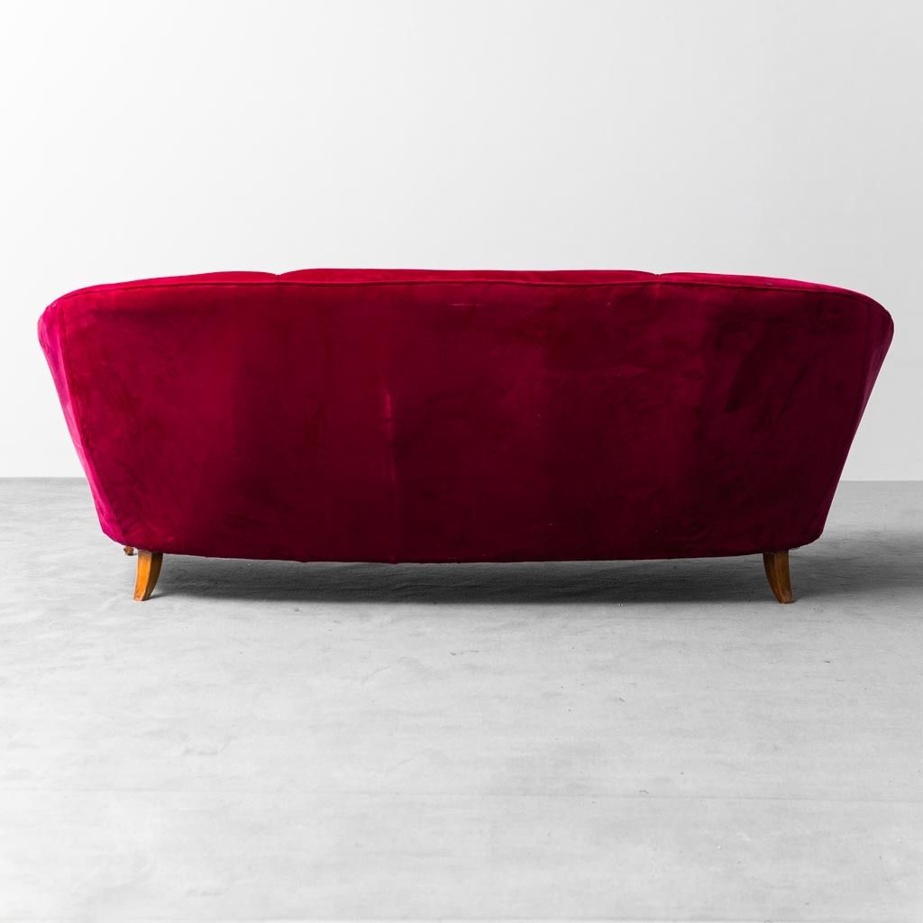 3 Seater Red Velvet Sofa From The 1950s, Modern Vintage photo buy