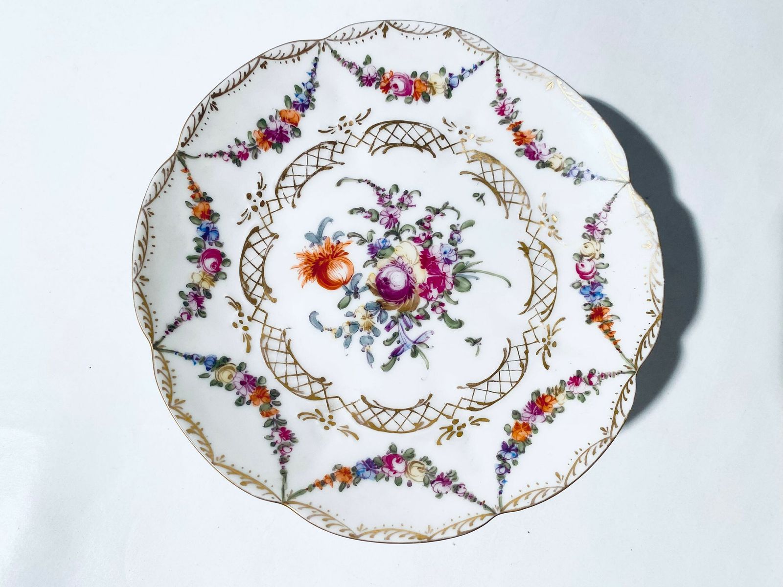 Antique Charles Ahrenfeld Limoges France Porcelain Sweet Platter With Floral Pattern / 1930s 1940s photo furniture