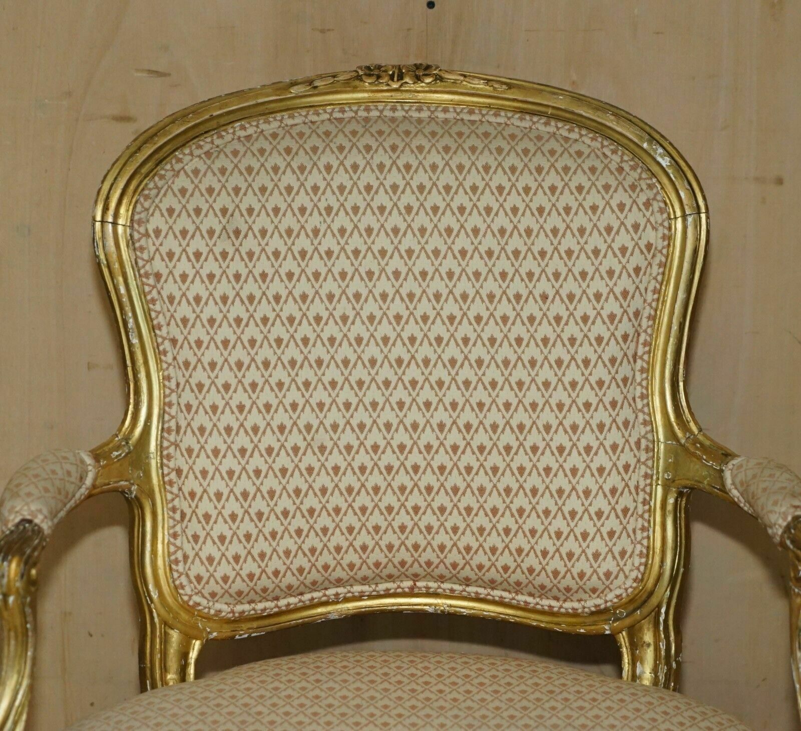 Fine Gold Giltwood 18th Century Claw & Ball Feet Carved Antique Bergere Armchair photo for sale