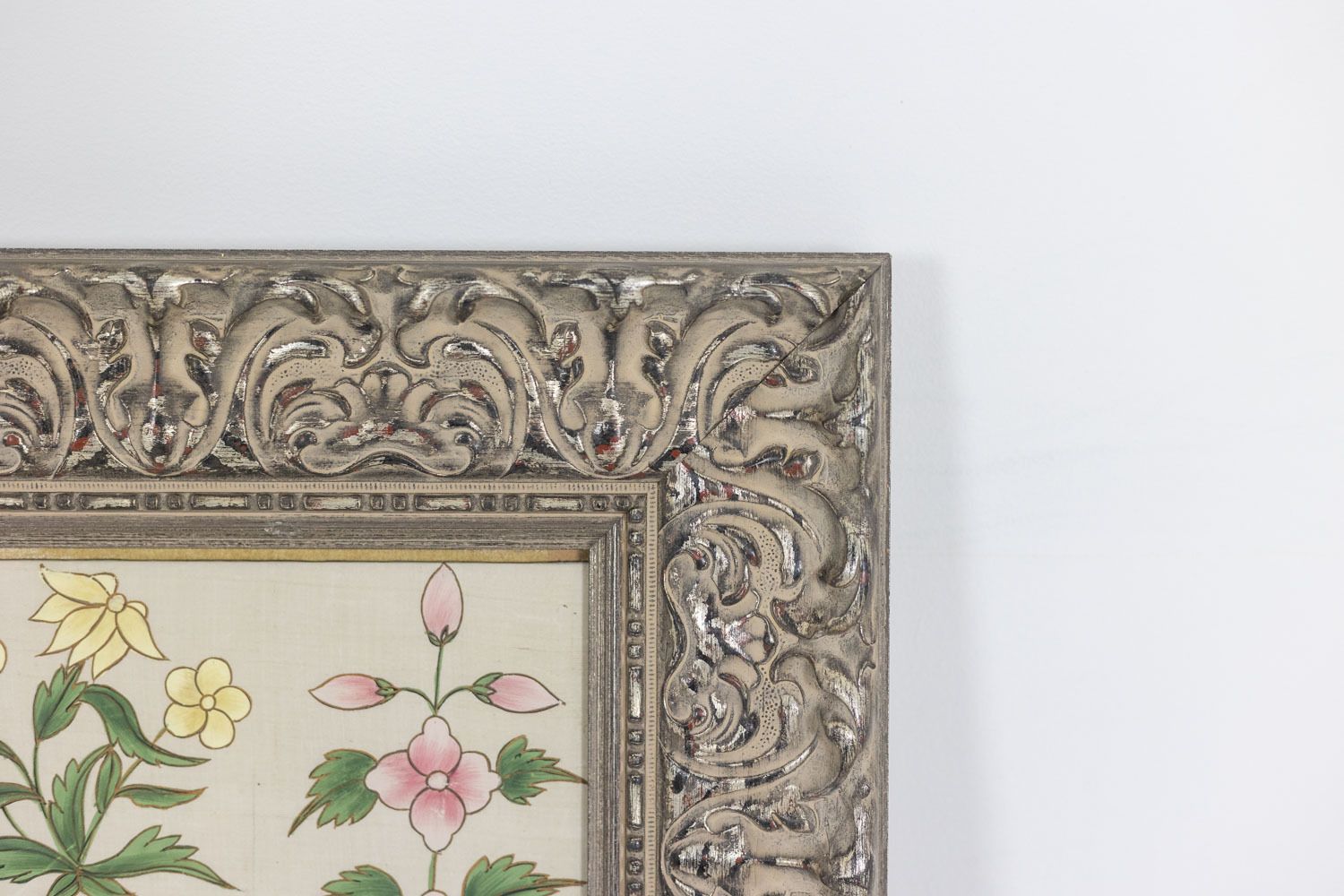 Watercolor On Silk Depicting A Palatal Scene. 1950s photo vintage