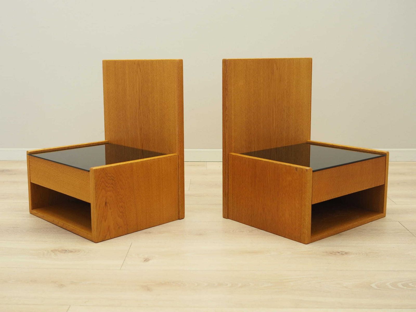 Set Of Hanging Bedside Cabinets, Danish Design, 1960s, Designer: Hans J. Wegner, Manufacturer: Getama photo vintage