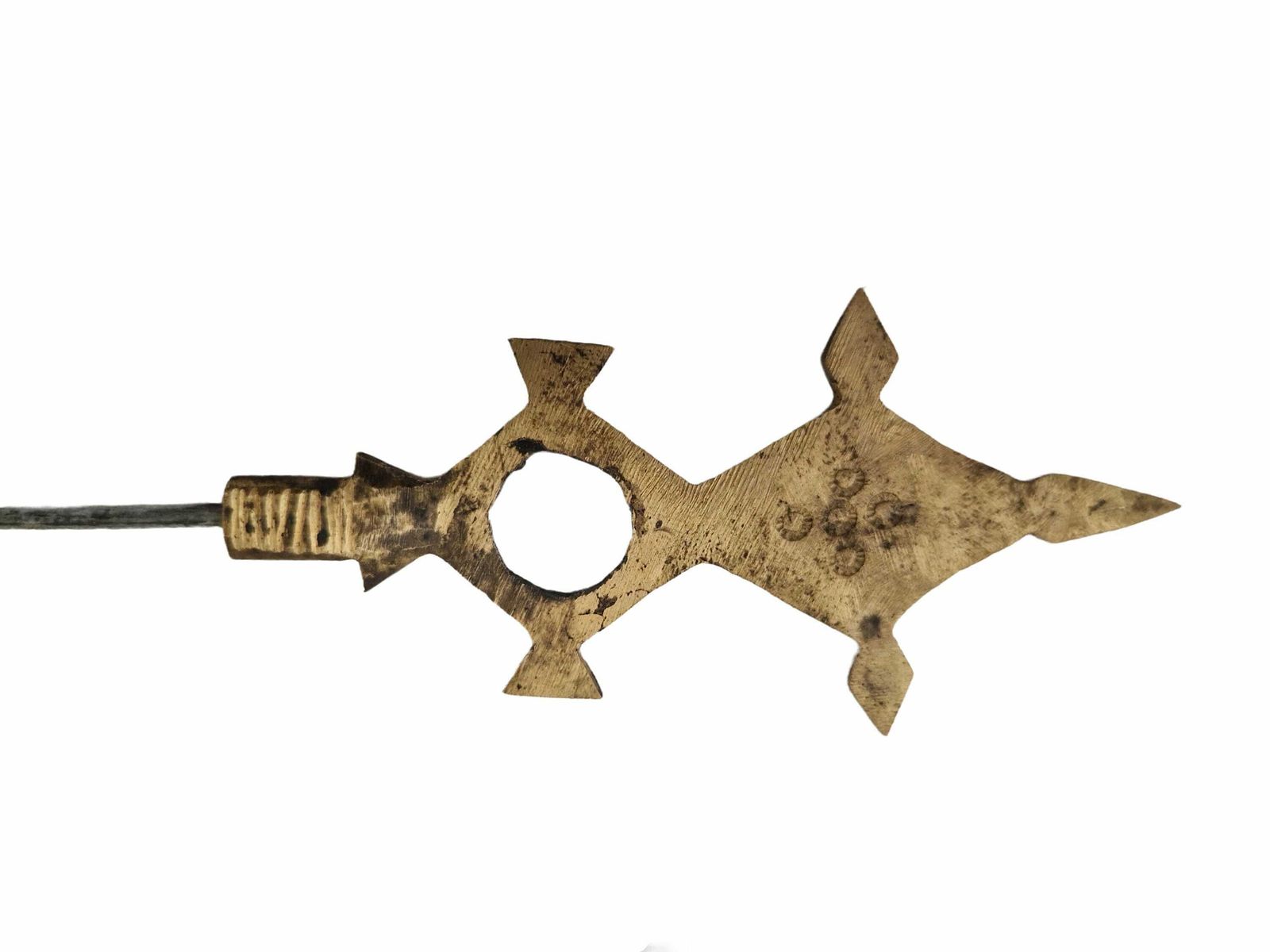 photo furniture Akan Ashanti Bronze Meat Skewer Bbq Sticks With Geometric Cross Figurine, Set Of 6, Collectible African Tribal & Folk Decor