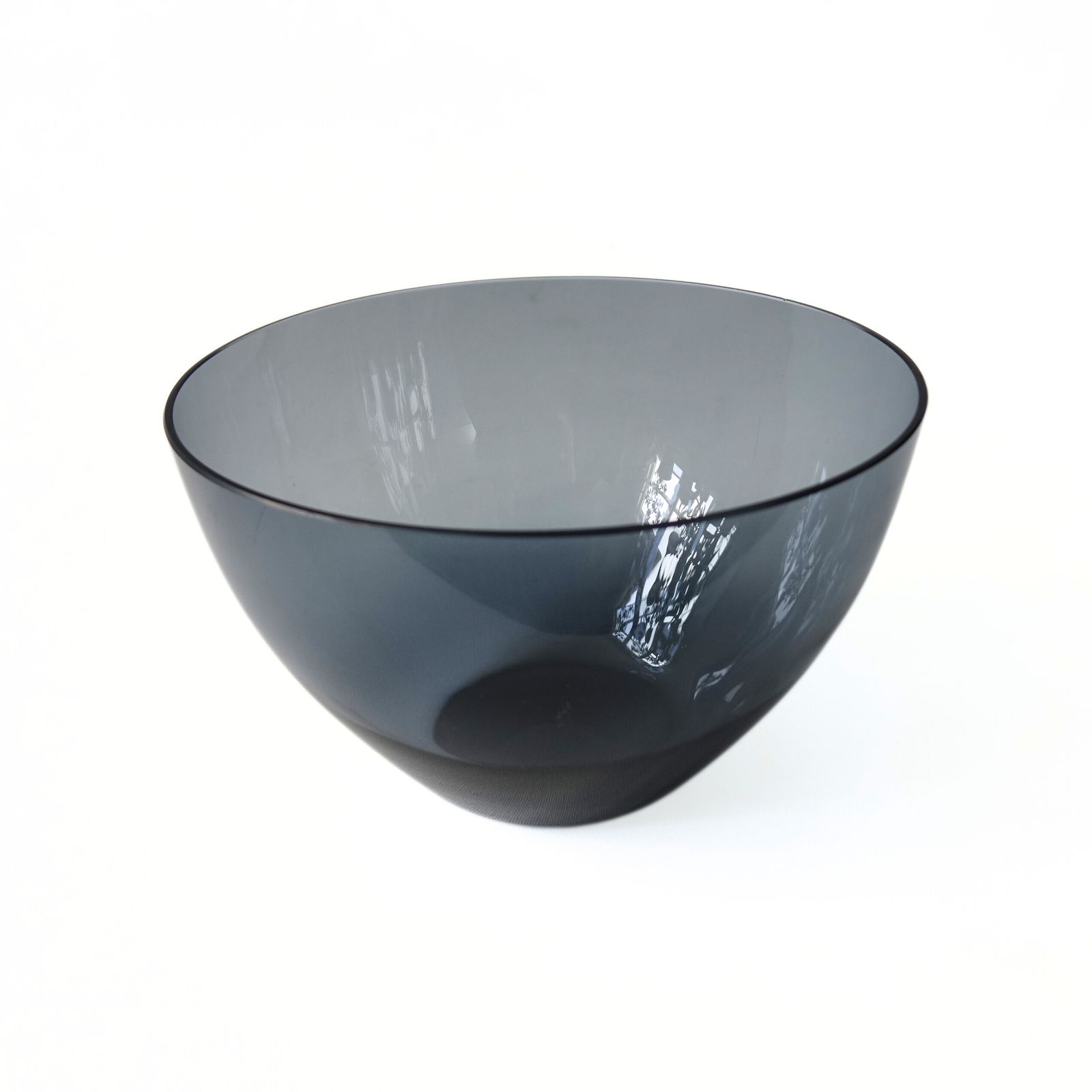 Vintage Smoked Blue Glass Bowl From Reijmyre Sweden Mid Century photo vinterior