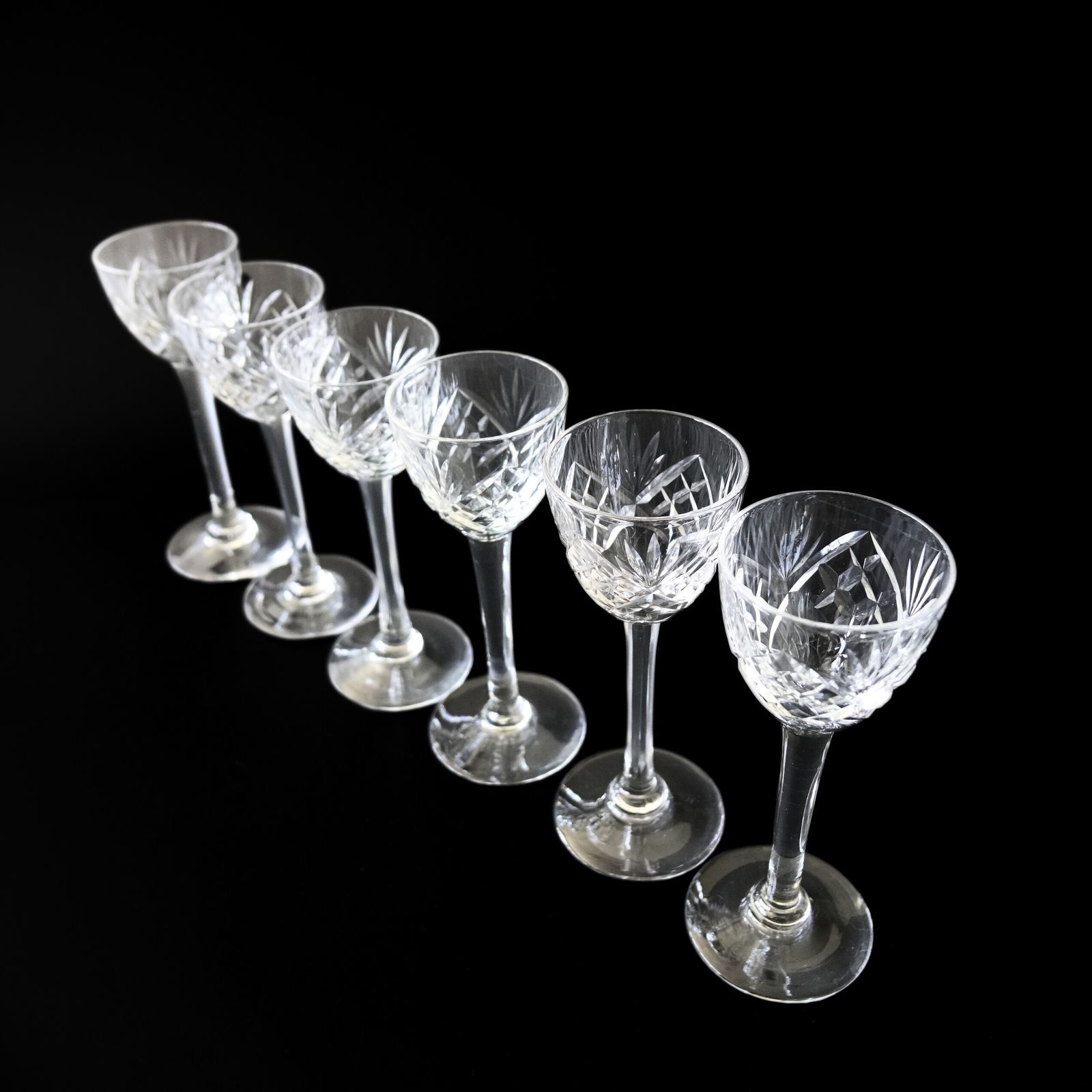 Vintage Small Crystal Snaps Glass "Haga" From Kosta Sweden Mid Century. Set Of Six. photo Home Decor