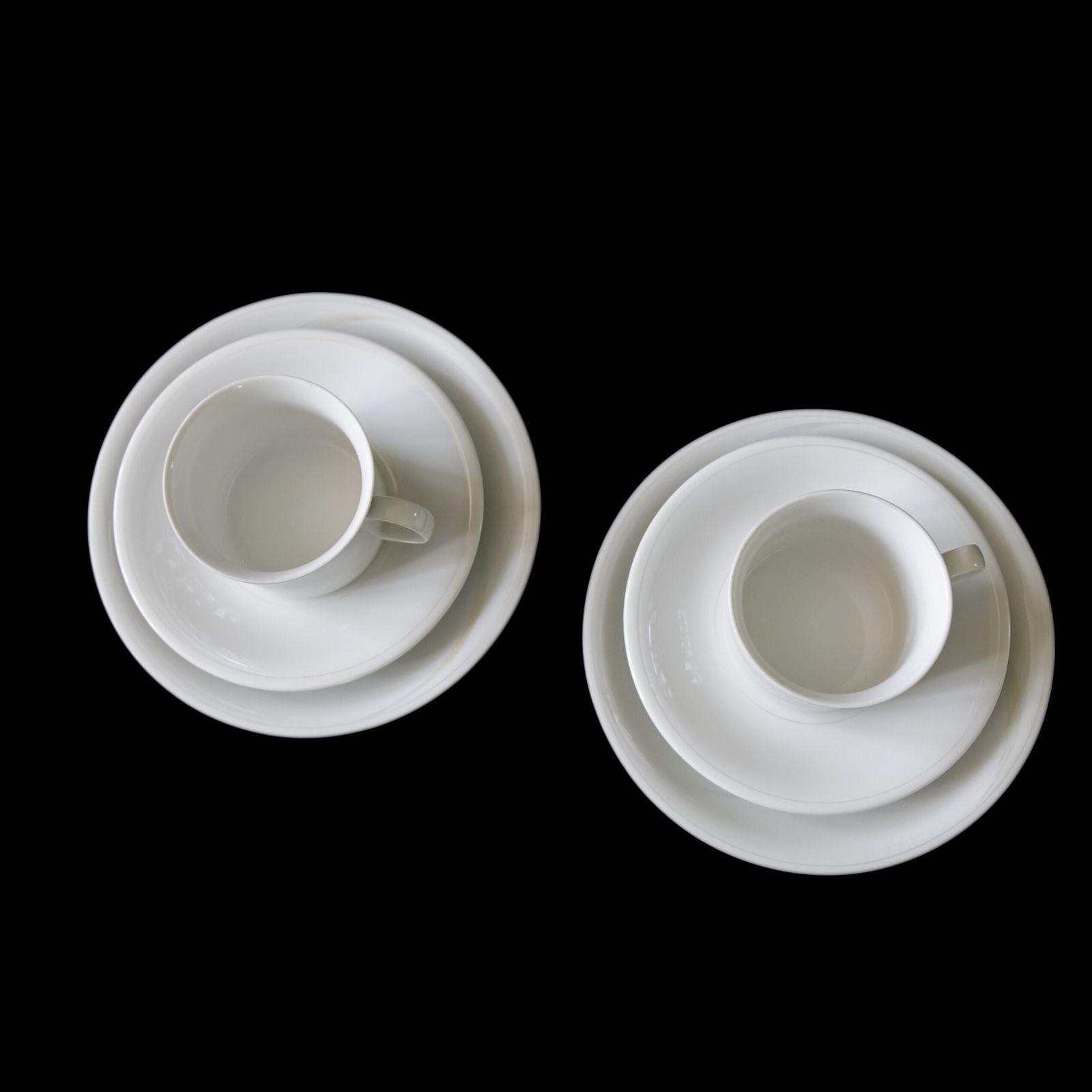 Vintage Handpainted Coffee Cup + Saucer + Small Plate "Clair De Lune". Six Sets  (+++) Per Set. photo furniture