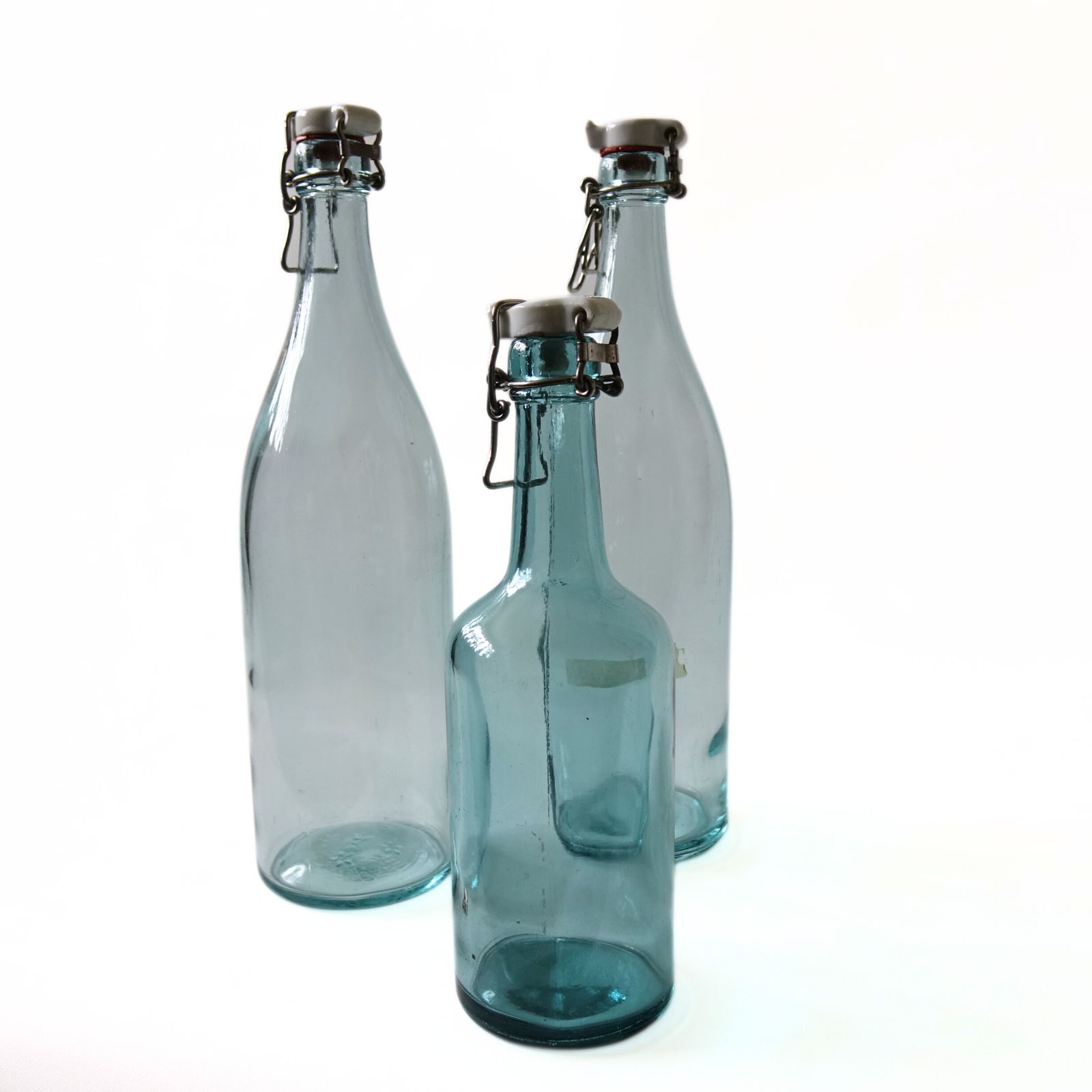 Vintage Green Glass Bottle årnäs With Porcelain Lid, From Sweden Early 1900s photo furniture