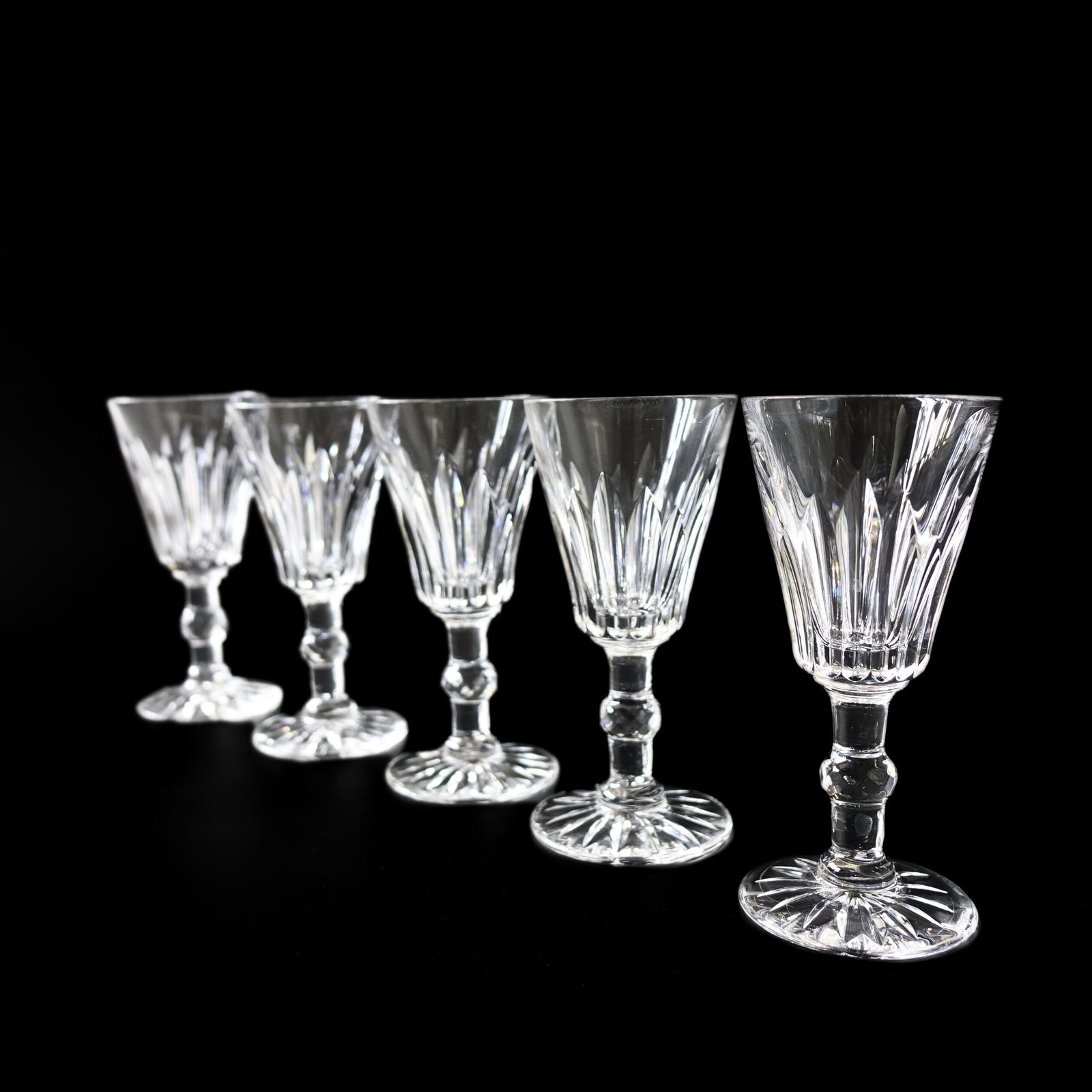 "Pyramid" Small Crystal Snaps Glass Designed By Fritz Kallenborg For Kosta. Set Of Five. photo furniture