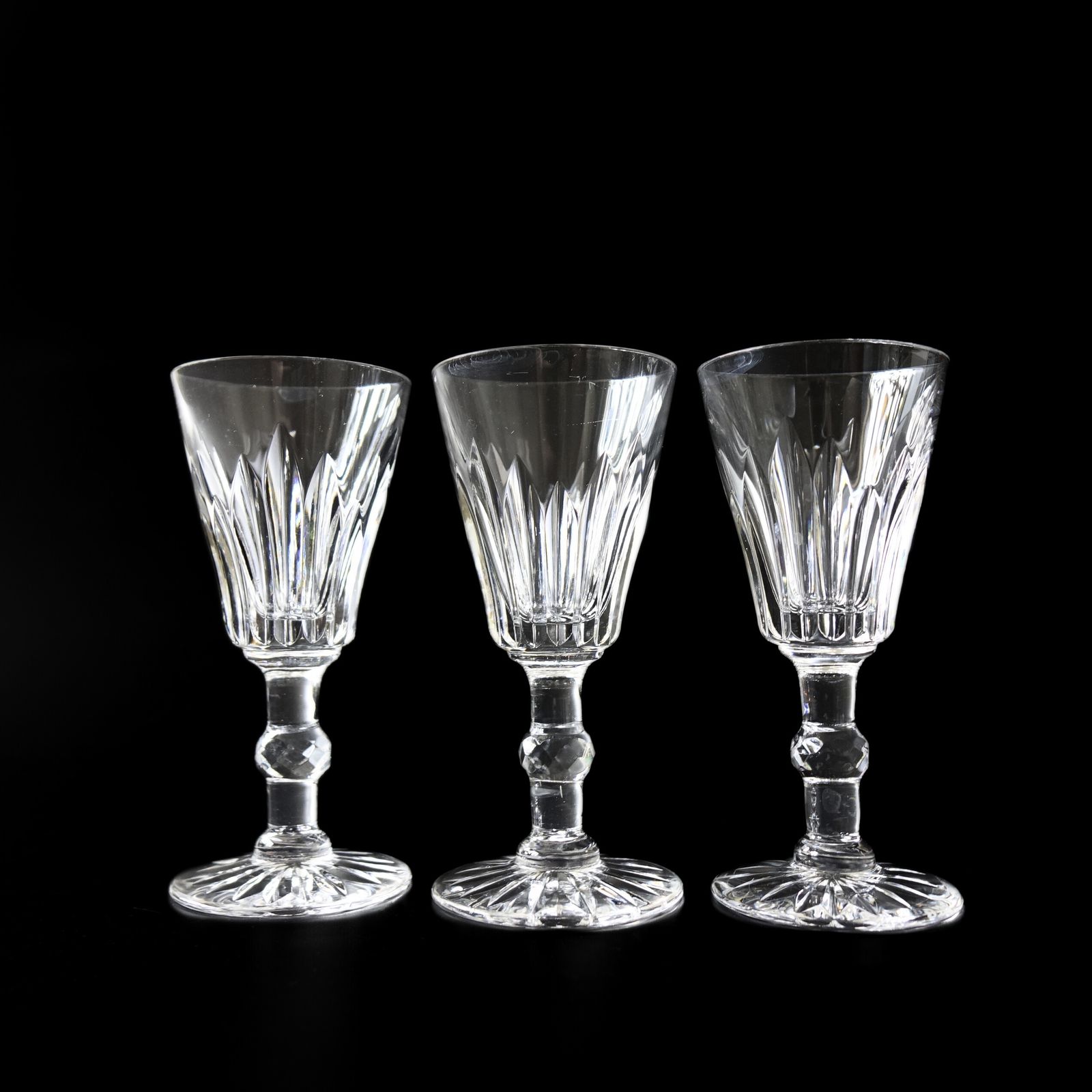 "Pyramid" Small Crystal Snaps Glass Designed By Fritz Kallenborg For Kosta. Set Of Five. photo 180.0