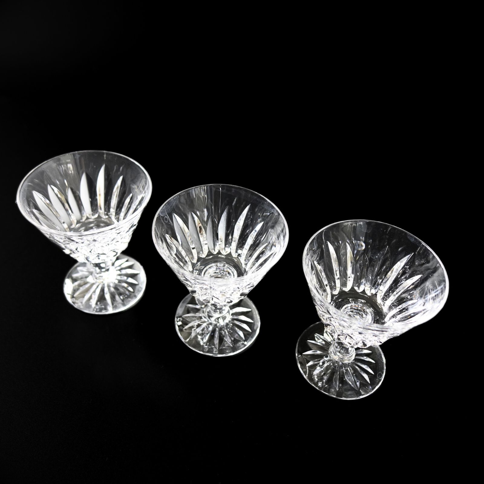 "Pyramid" Crystal Cherry Glass Designed By Fritz Kallenborg For Kosta Boda Sweden. Set Of Five. photo for sale
