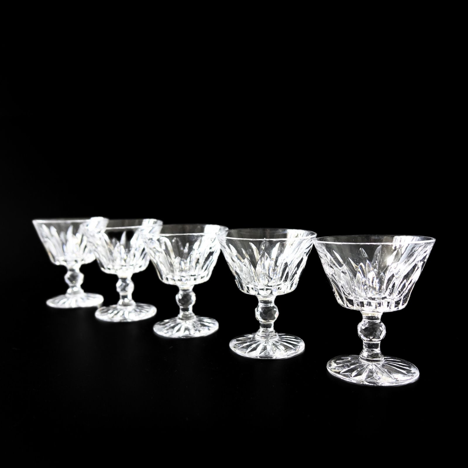 "Pyramid" Crystal Cherry Glass Designed By Fritz Kallenborg For Kosta Boda Sweden. Set Of Five. photo Home Decor