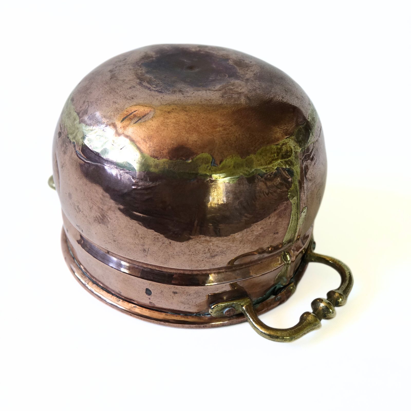 Antique Medium Size Copper Pot With Brass Handles Handmade From Sweden photo furniture