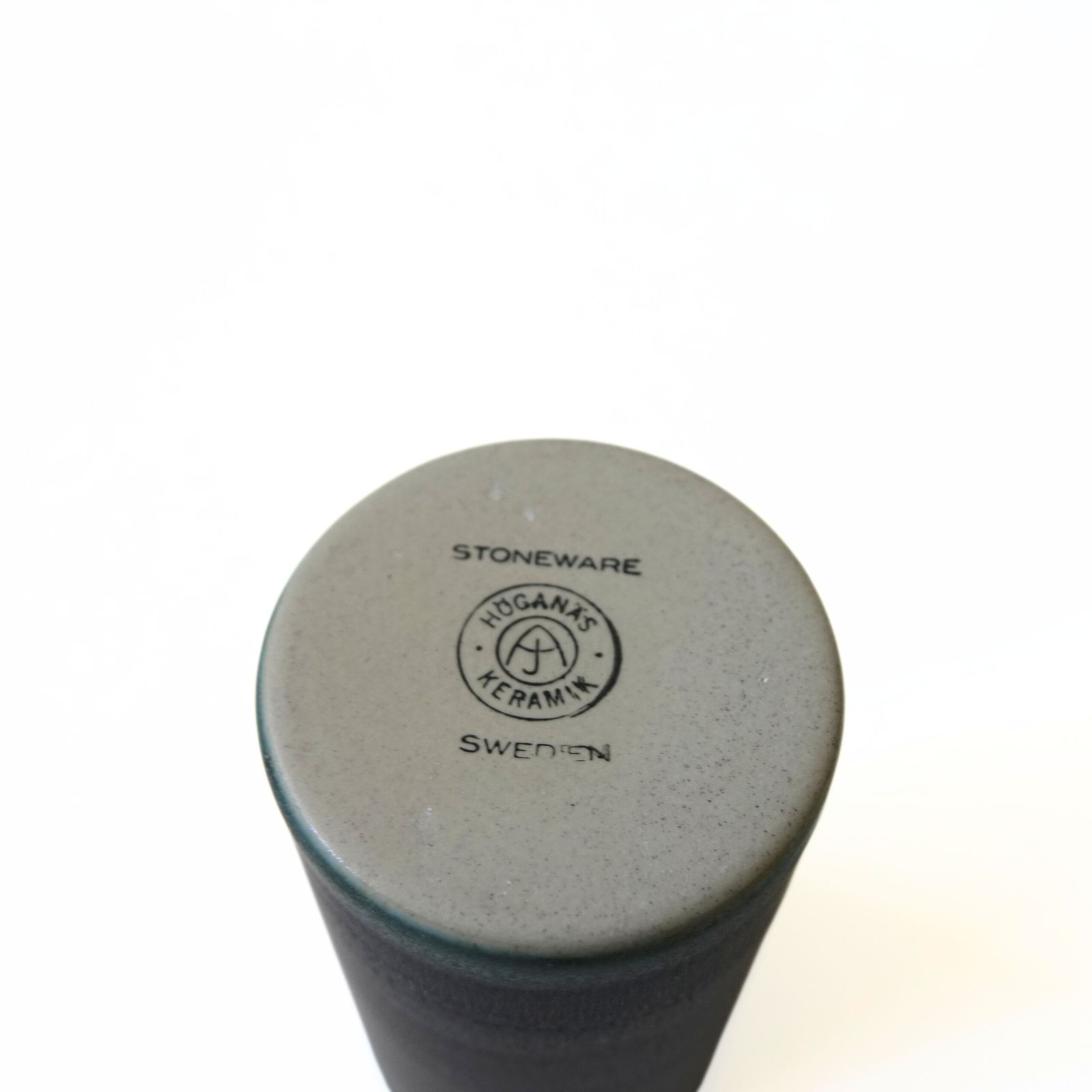 Vintage Small Green Ceramic Cylinder Vase From Höganäs Sweden Mid Century photo furniture