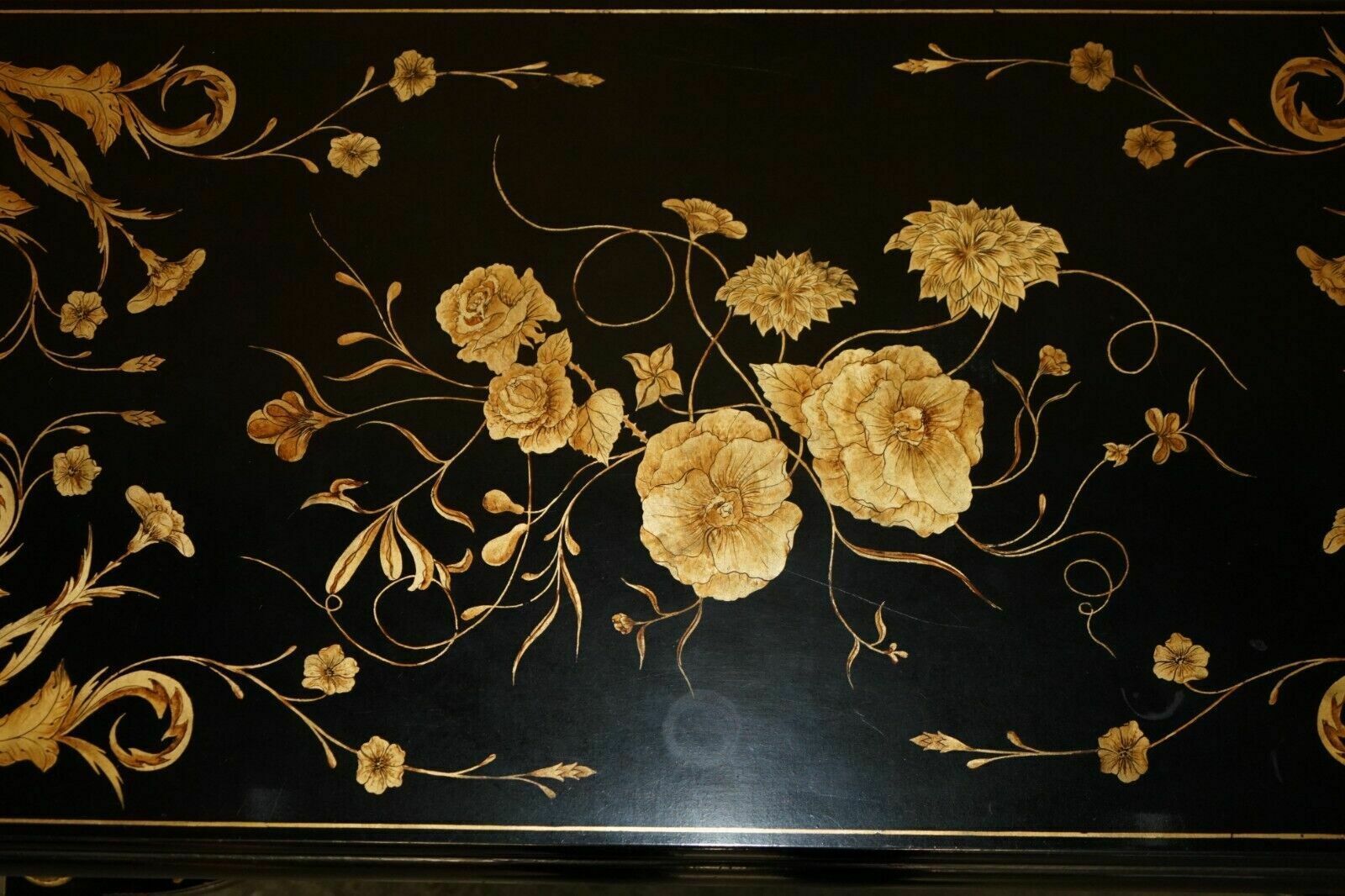 Furniture Vintage Hand Lacquered Chinese Oriental Coffee Cocktail Table With Drawers photo