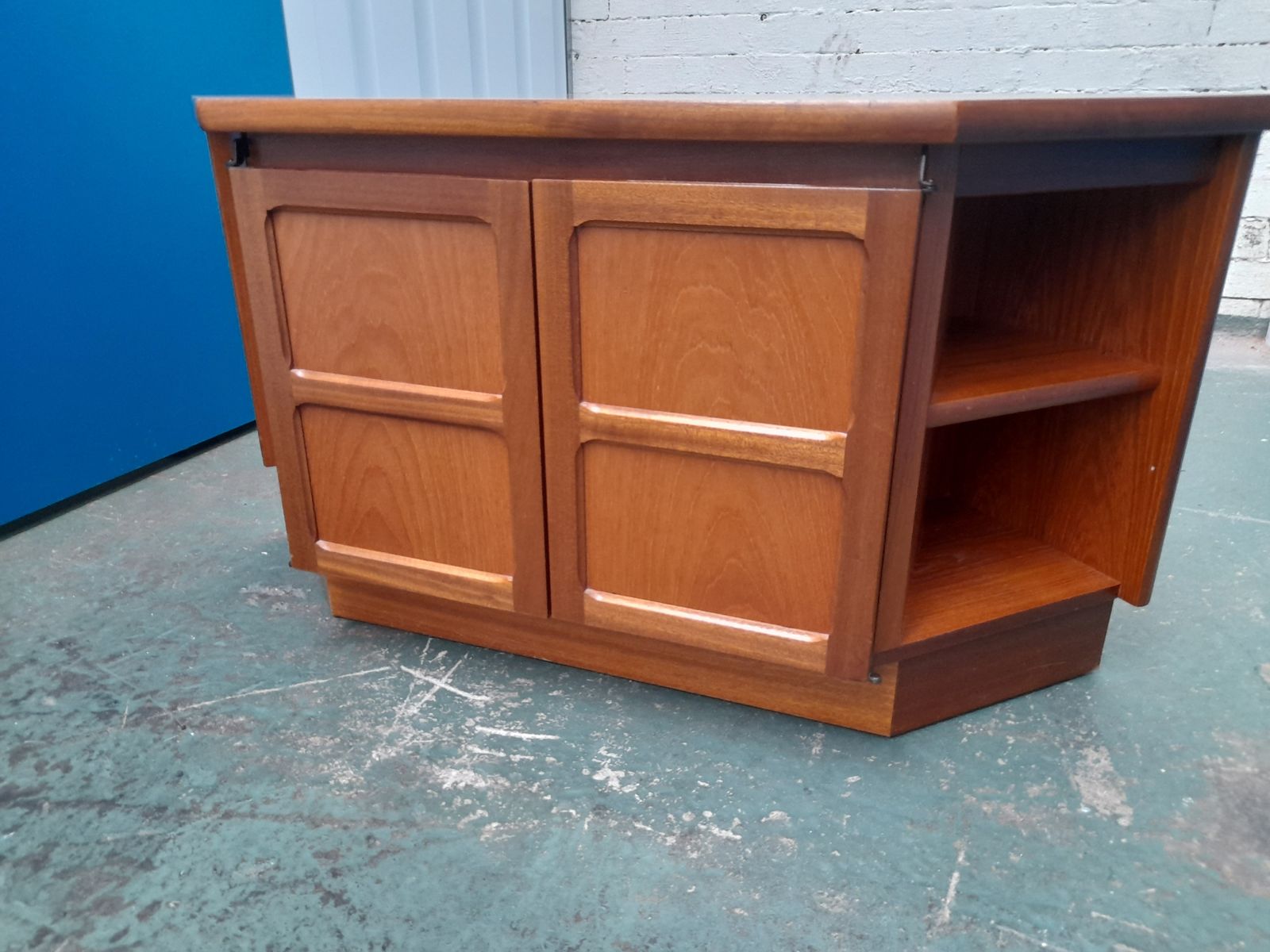 Nathan Corner Tv Unit Stand Mid Century Vintage Teak Cabinet