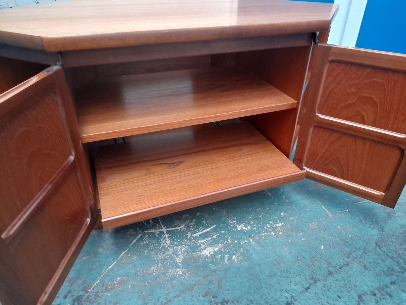 Nathan Corner Tv Unit Stand Mid Century Vintage Teak Cabinet photo vinterior