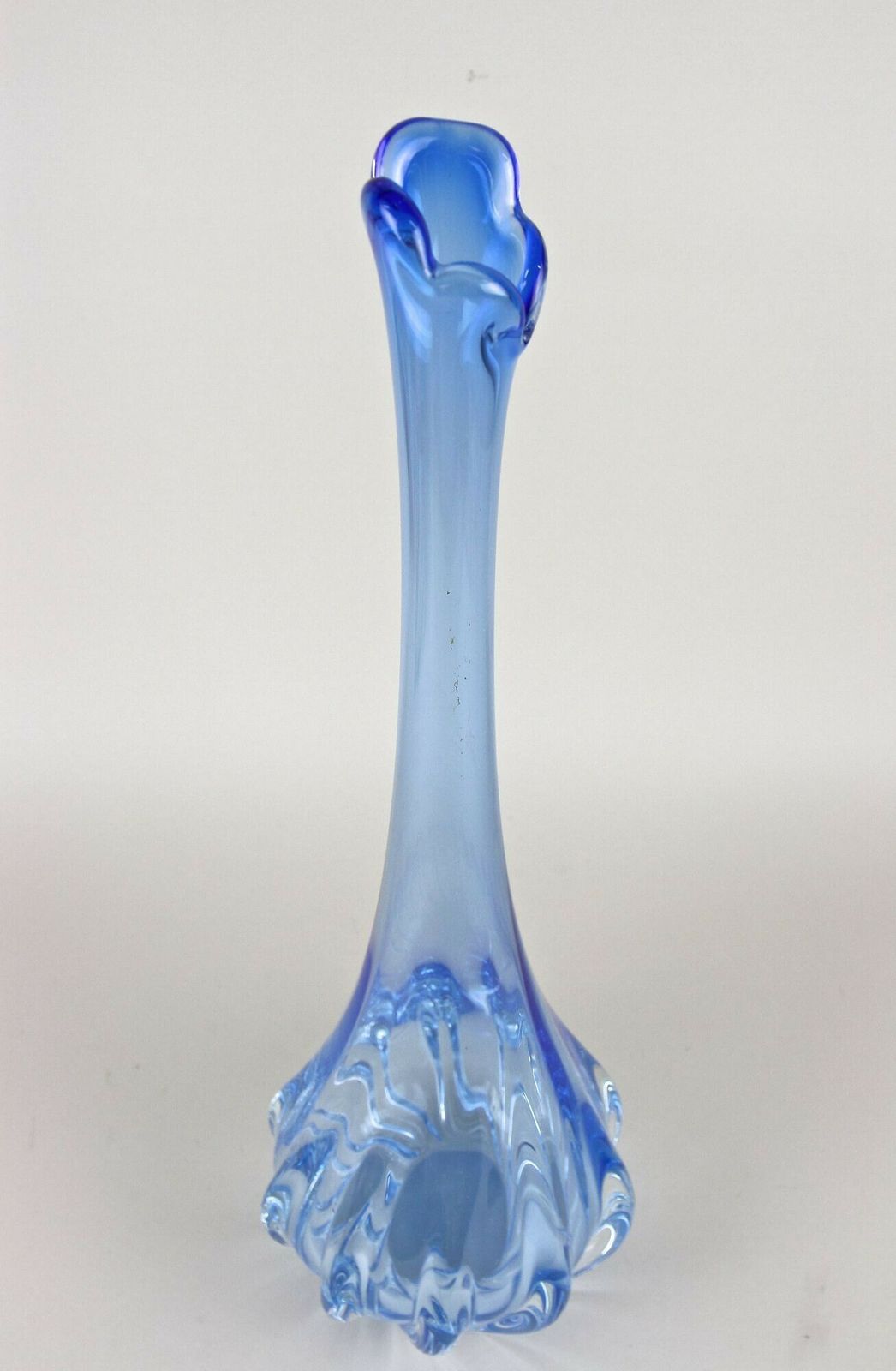 photo for sale 20th Century Light Blue Murano Glass Long Neck Vase, Italy Circa 1970