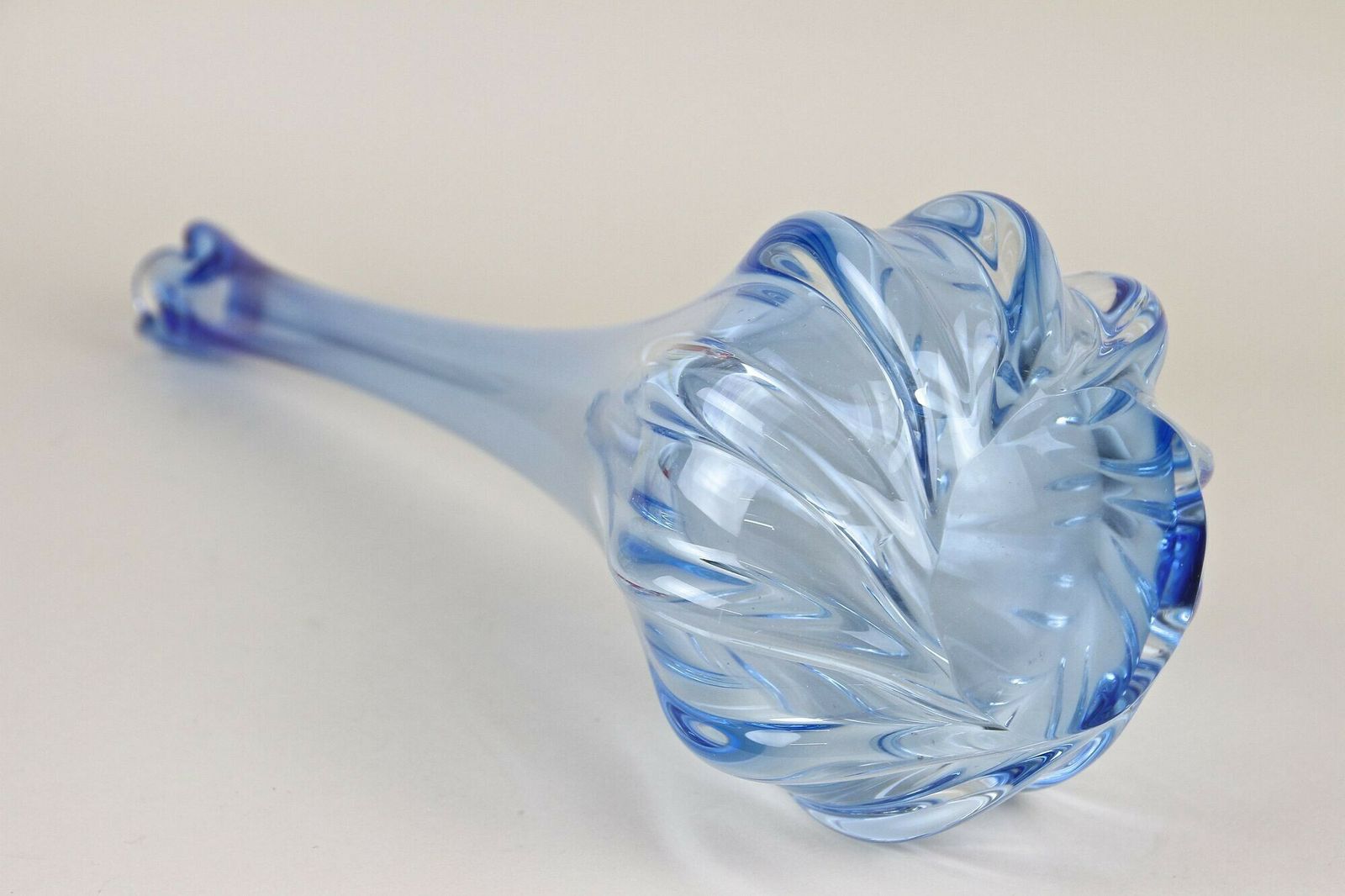 725.0 20th Century Light Blue Murano Glass Long Neck Vase, Italy Circa 1970 photo