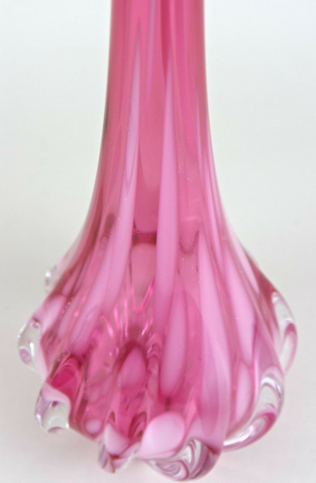 Pink Long Neck Murano Glass Vase, 20th Century, Italy Circa 1970 photo for sale