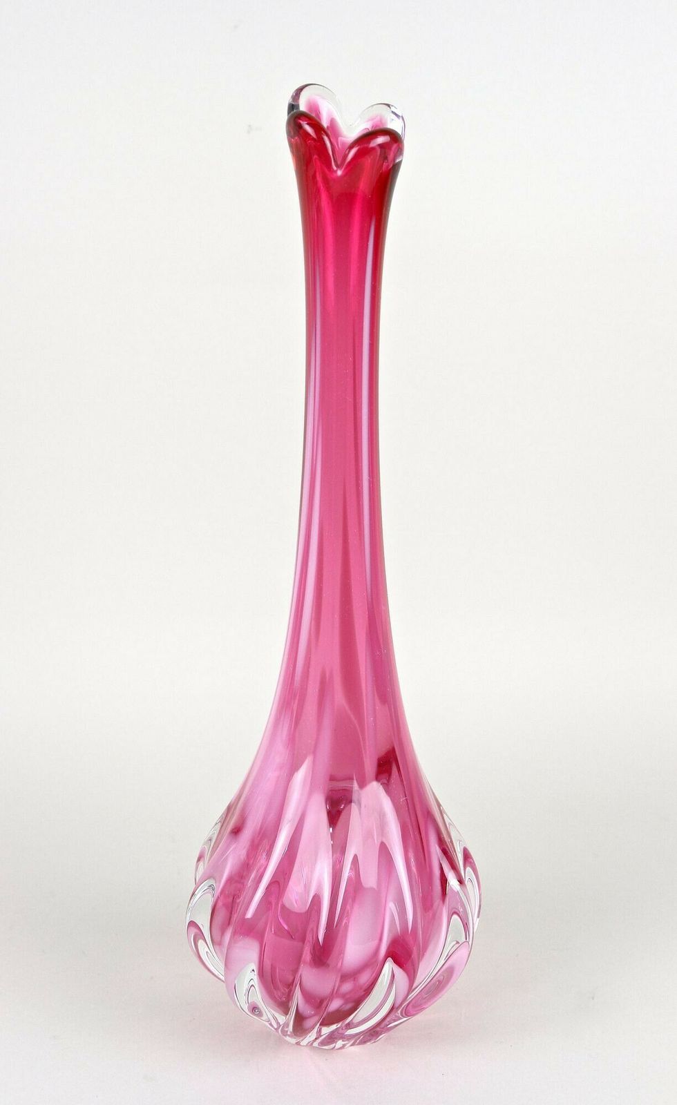Pink Long Neck Murano Glass Vase, 20th Century, Italy Circa 1970 photo Home Decor