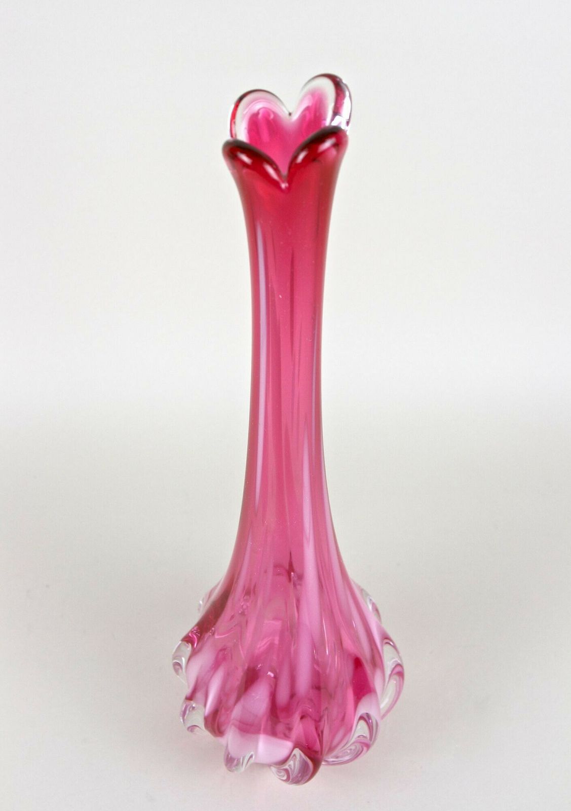 Pink Long Neck Murano Glass Vase, 20th Century, Italy Circa 1970 photo buy