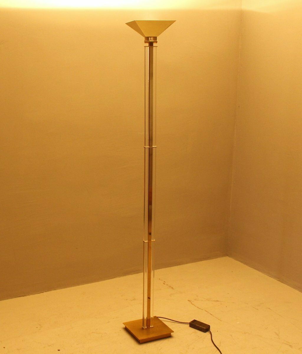 Hollywood Regency Brass Uplighter Floor Lamp By Baulmann, 1980s photo Lighting