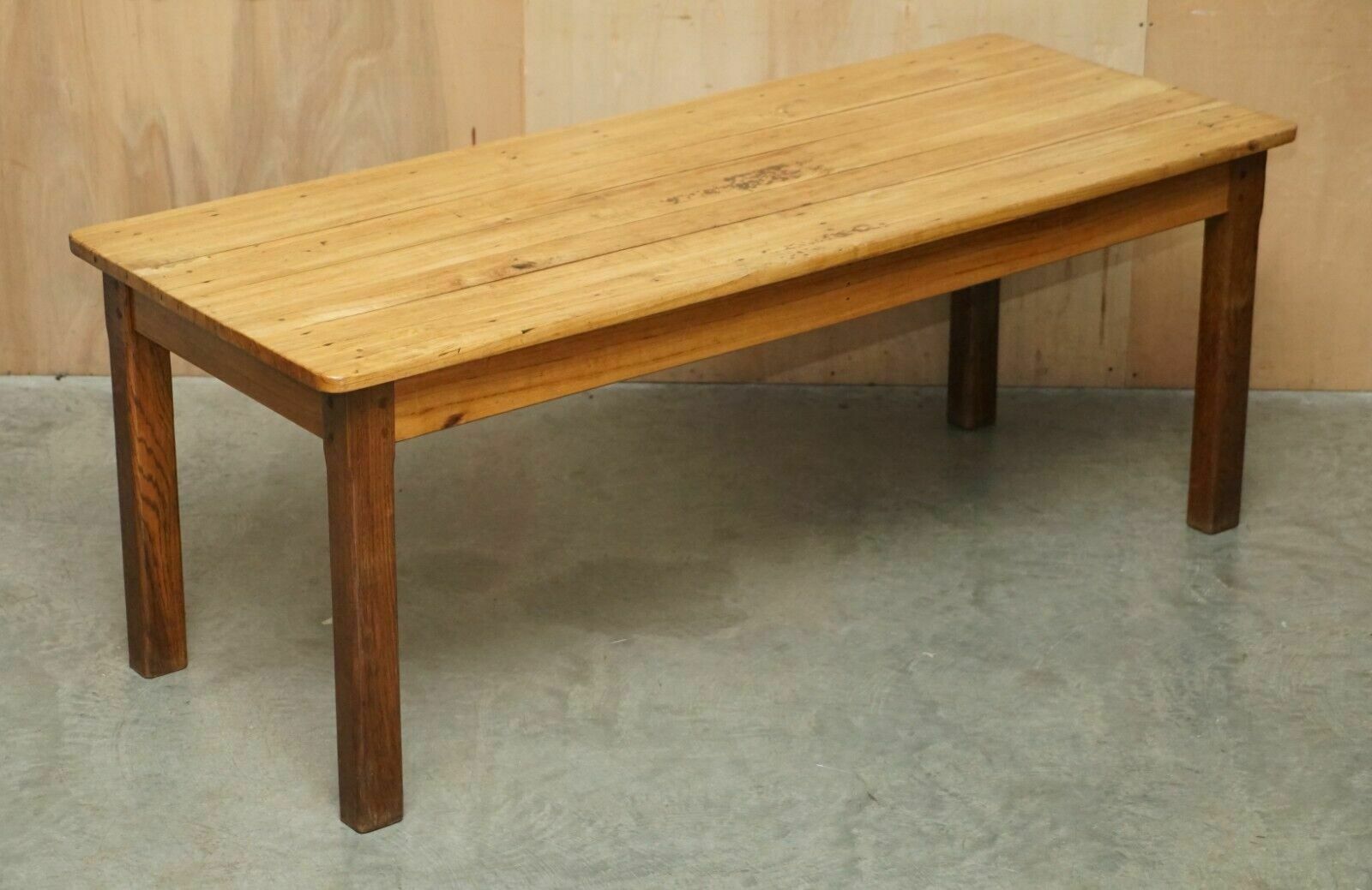 Lovely Antique French Farmhouse Fruitwood & Oak Two Tone Refectory Dining Table photo furniture