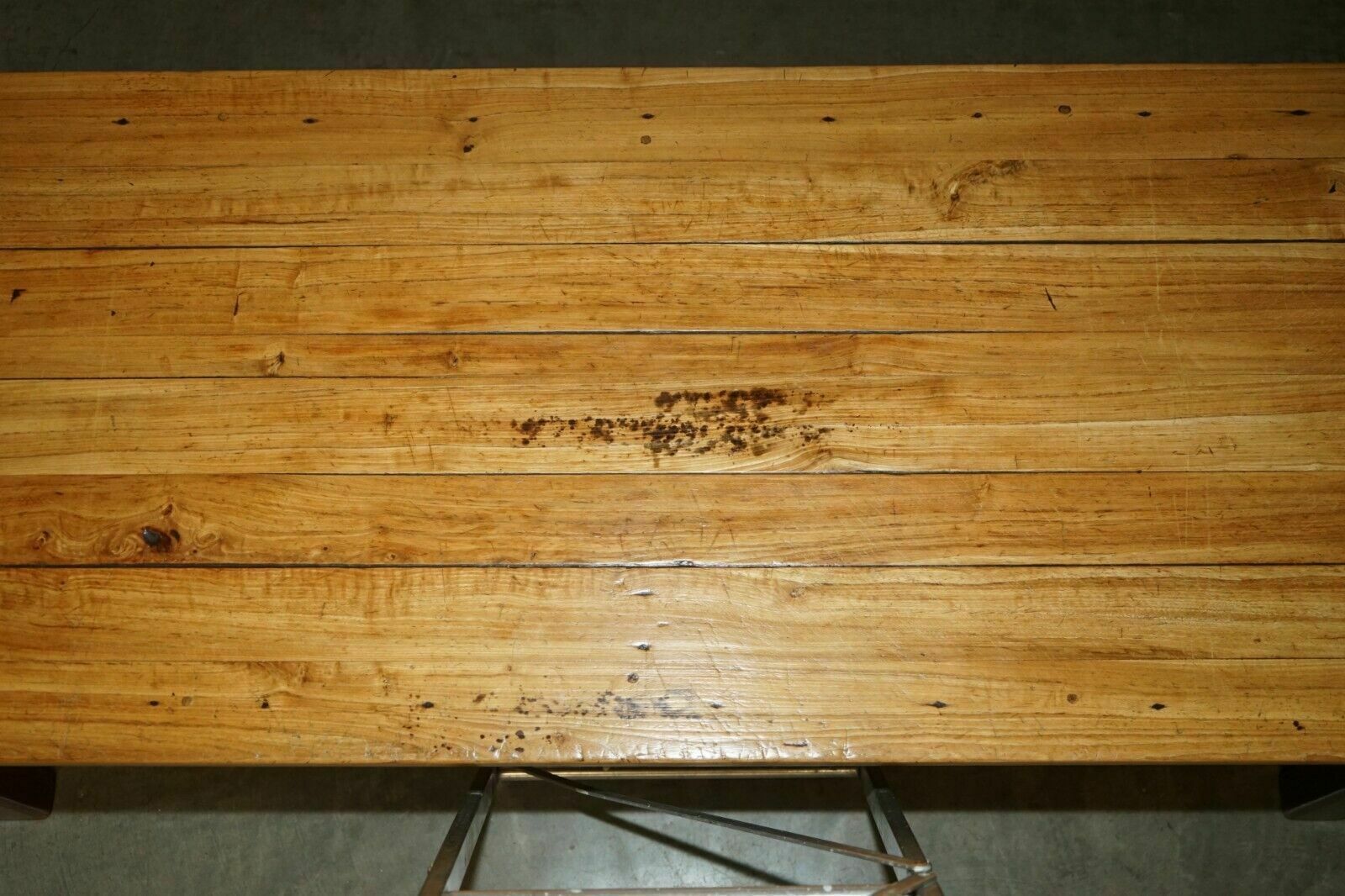 photo for sale Lovely Antique French Farmhouse Fruitwood & Oak Two Tone Refectory Dining Table