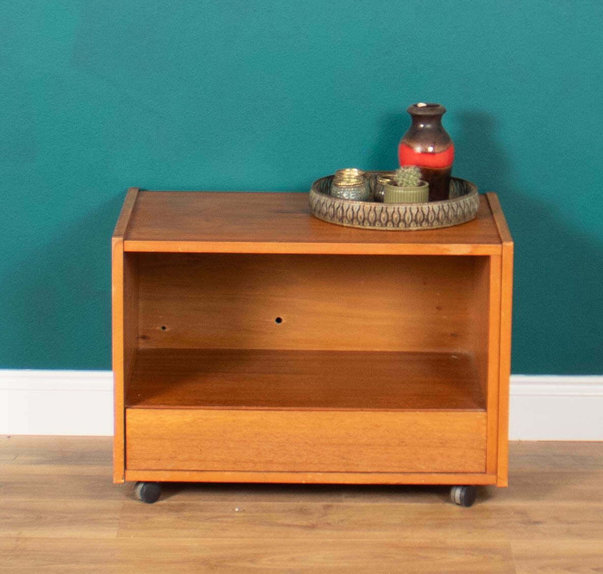 Retro Teak 1960s Tv Cabinet Lamp Table Side Table photo vinterior