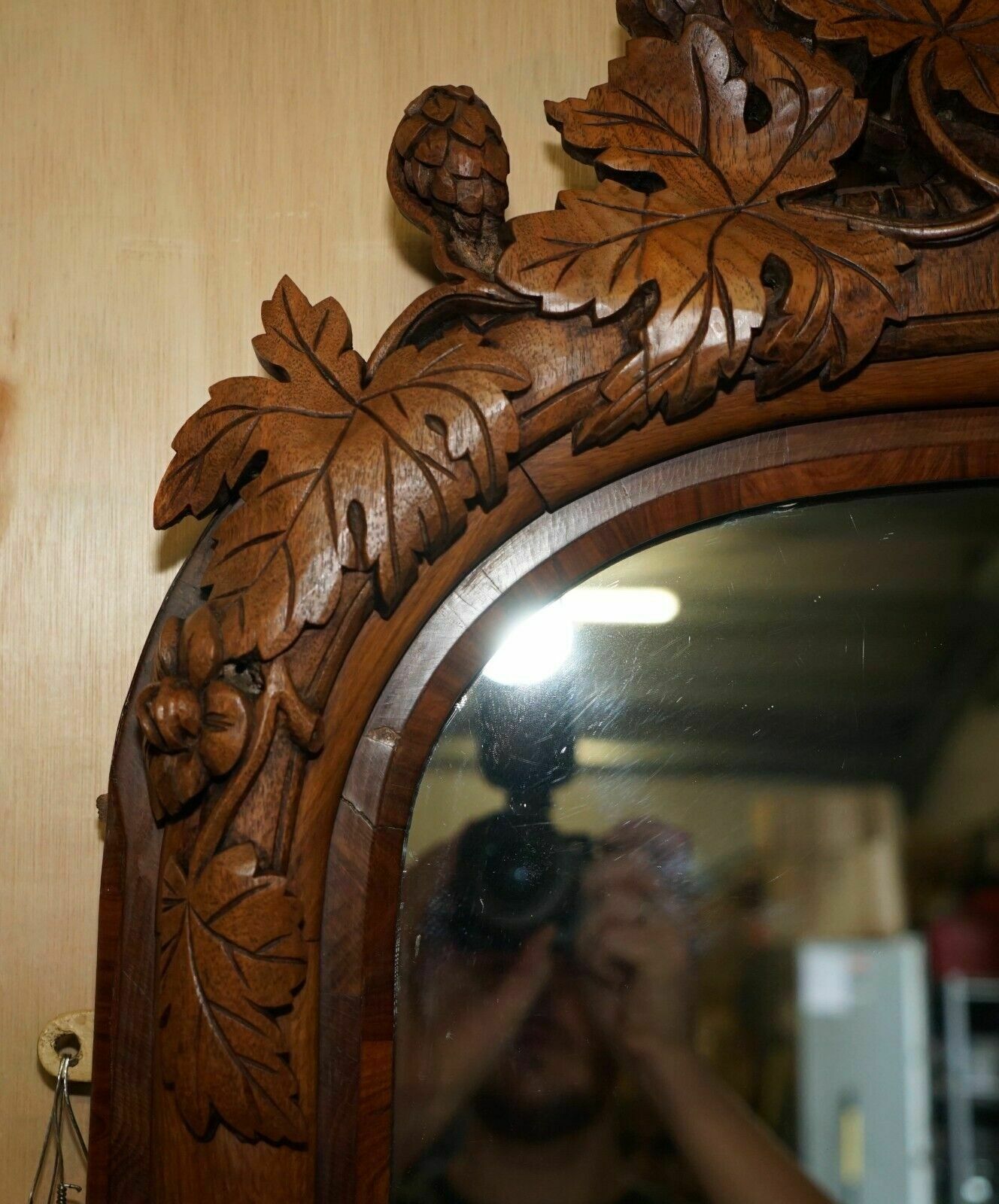 Stunning Antique Victorian Hand Carved Cir 1860 American Eagle Overmantle Mirror photo vintage