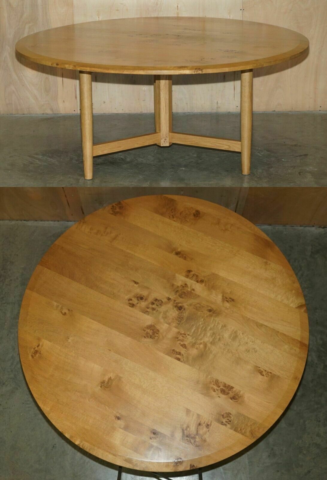 Stunning Large 170cm Wide Pollard Pippy Burr Oak Round Dining Table Seats Eight