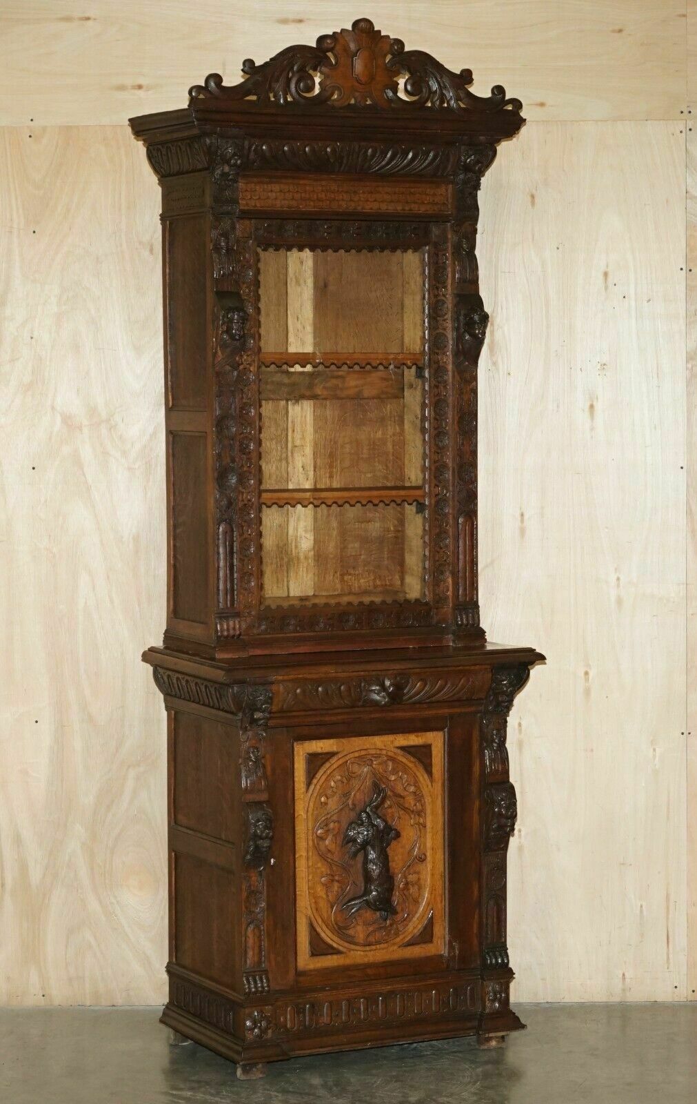 Pair Of Antique Victorian 1880 Continental Jacobean Gothic Revival Bookcases photo furniture