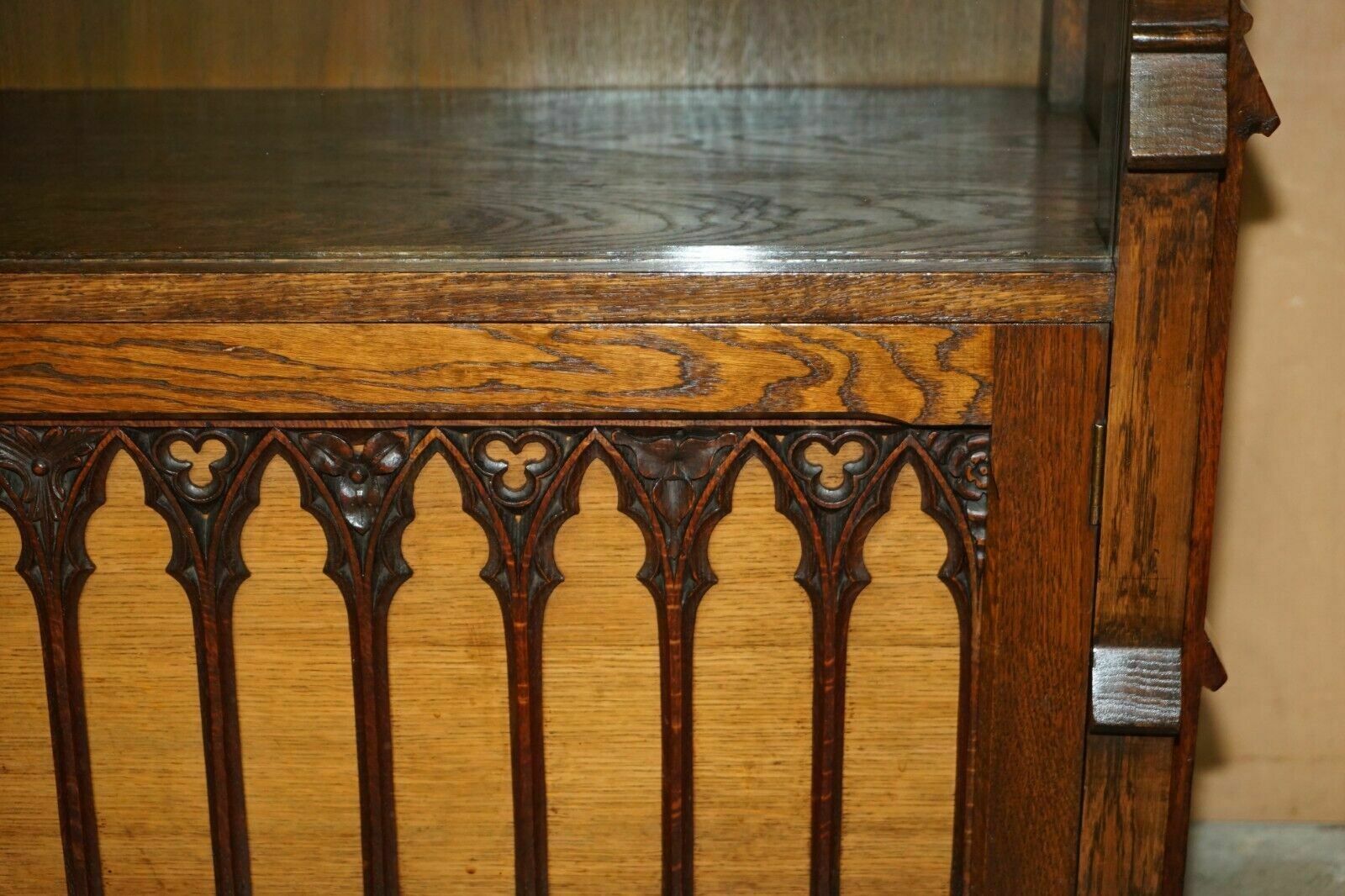 2950.0 Exquisite & Important Ornately Hand Carved Gothic Revival Pugin Style Bookcase photo