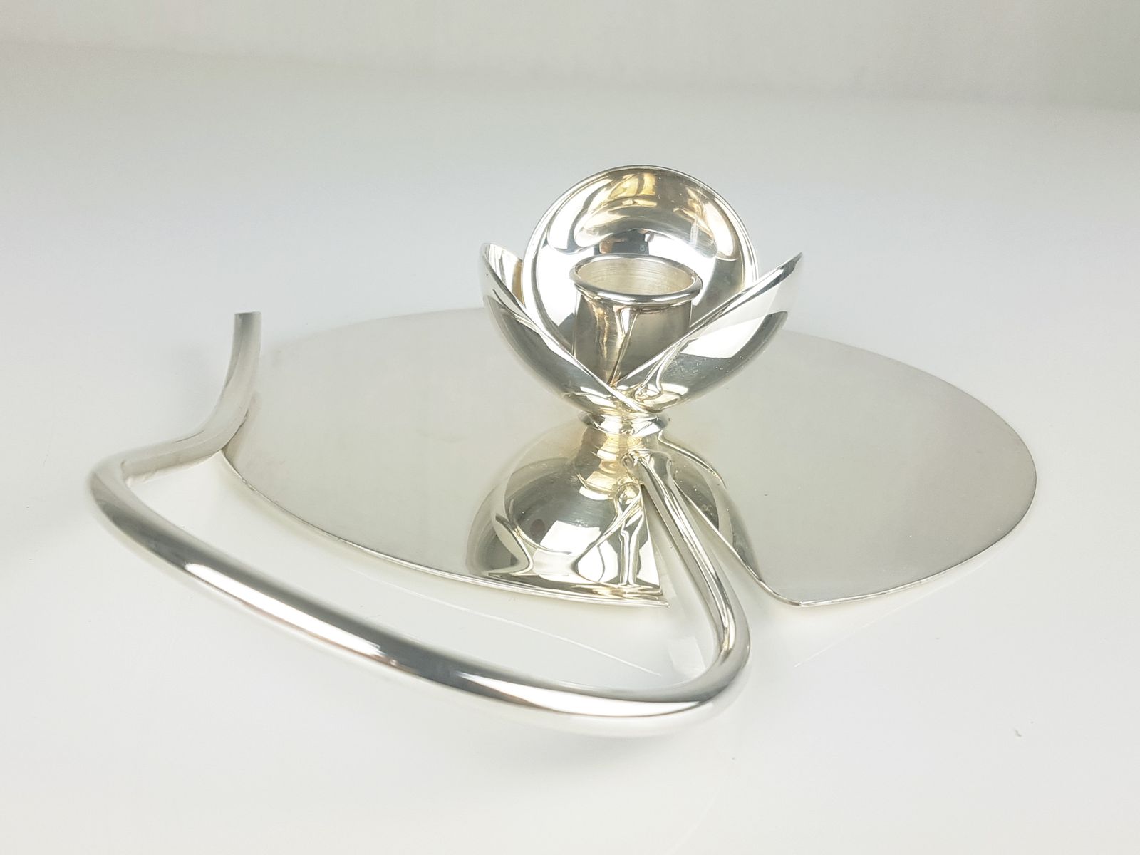 Silver Plated Metal Candleholder By Lino Sabattini, 1970s photo vinterior