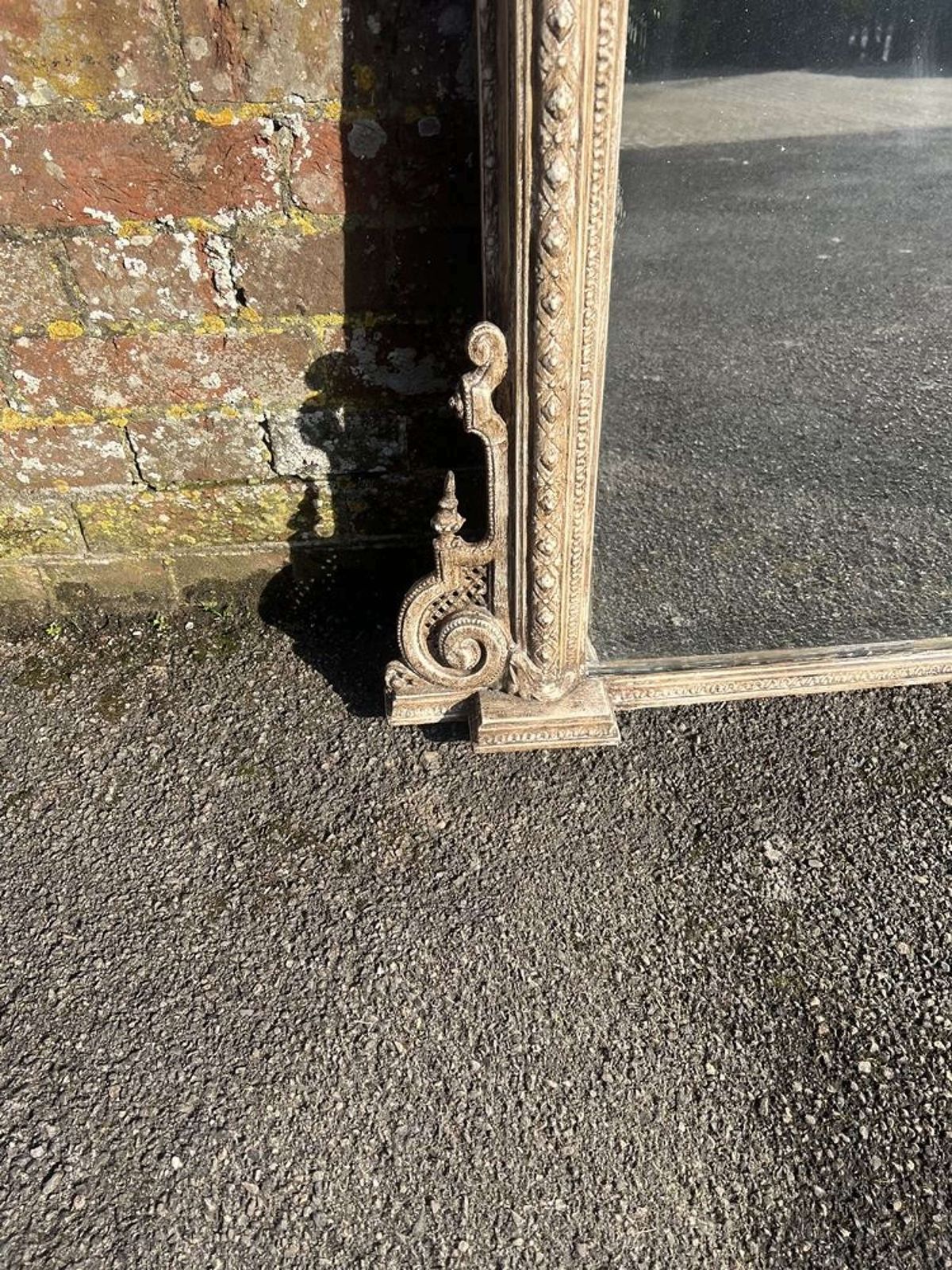 A Stunning Good Size Antique English 19th C Painted Overmantle Mirror. photo for sale