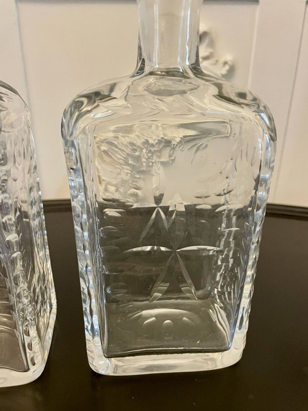 Unusual Pair Of Antique 19th Century Quality Cut Glass Decanters photo vintage