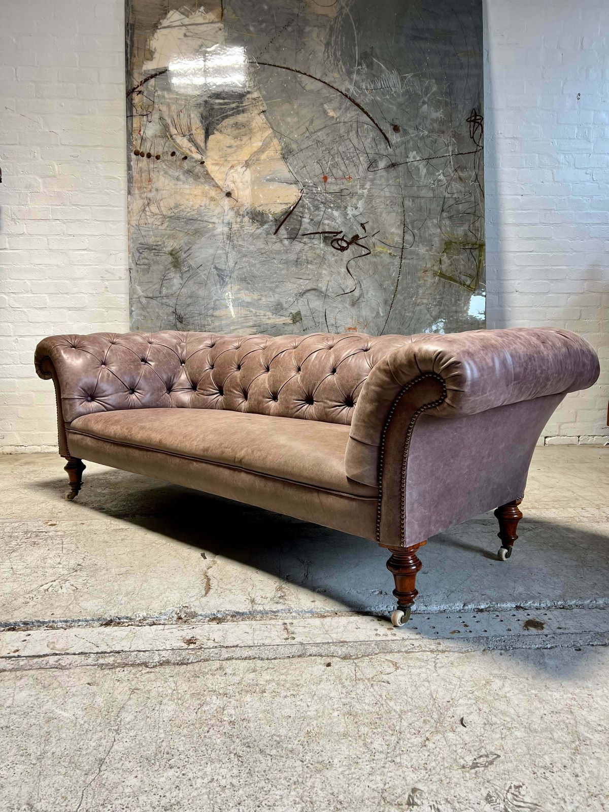 A Very Elegant Antique 19thc Leather Chesterfield Sofa In The Manner Of Holland & Sons photo furniture